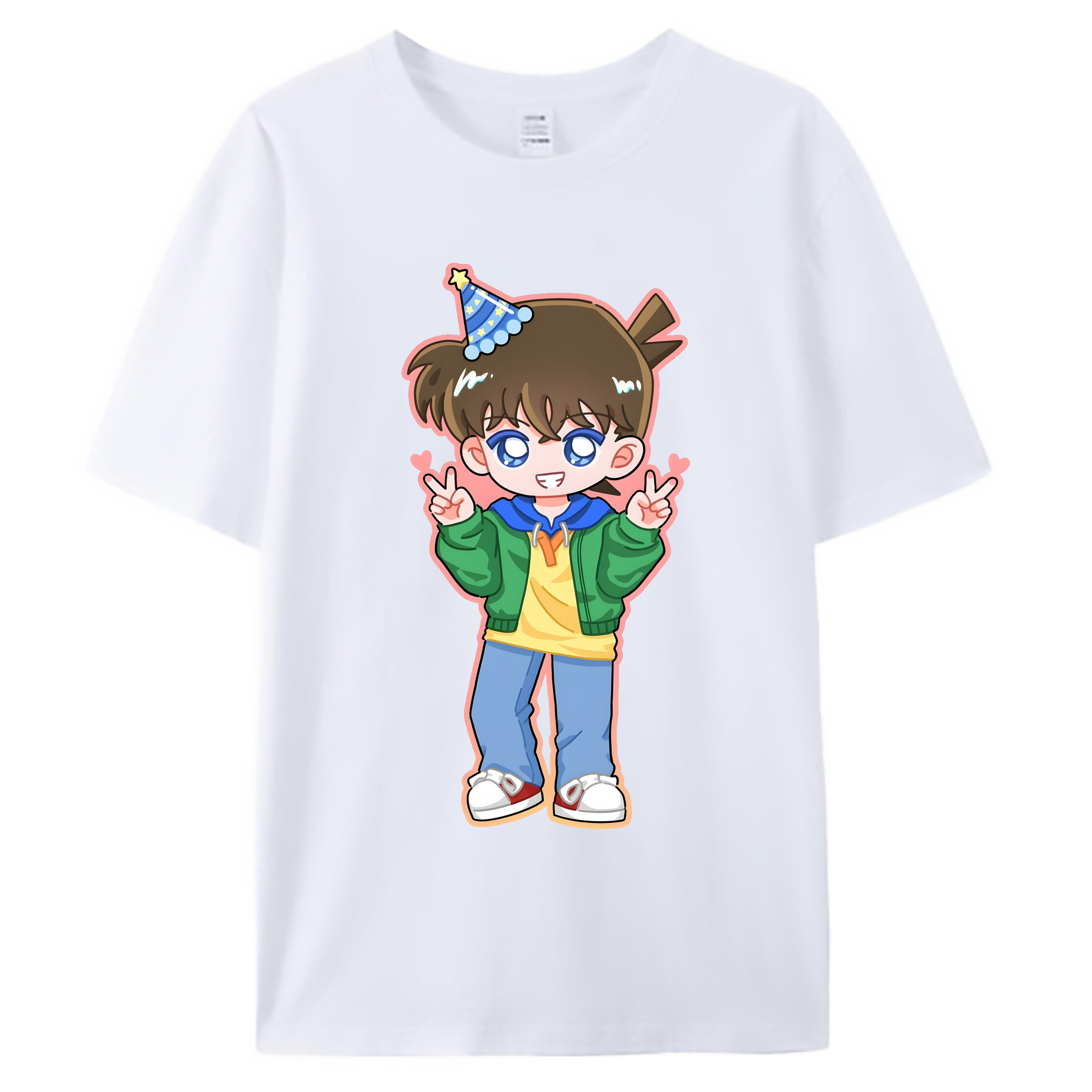 （画像用） 名探偵コナン 江戸川 コナン Detective Conan Conan Edogawa 綿100％ メンズ半袖Tシャツ｜肌触りやわらか＆通気性