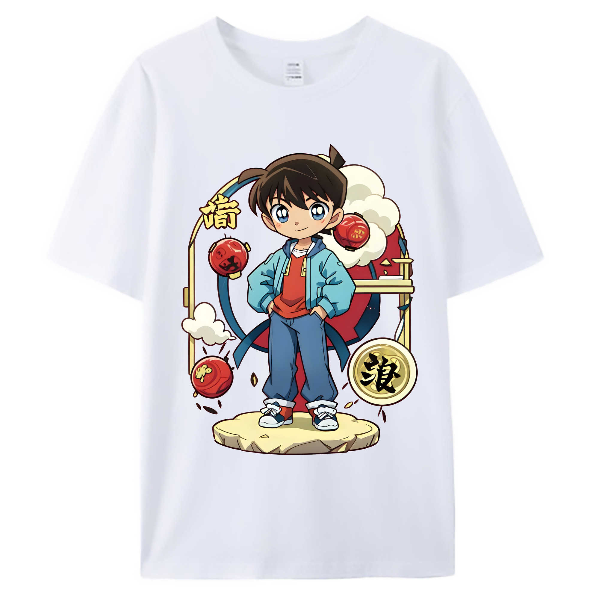 （画像用） 名探偵コナン 江戸川 コナン Detective Conan Conan Edogawa 綿100％ メンズ半袖Tシャツ｜肌触りやわらか＆通気性