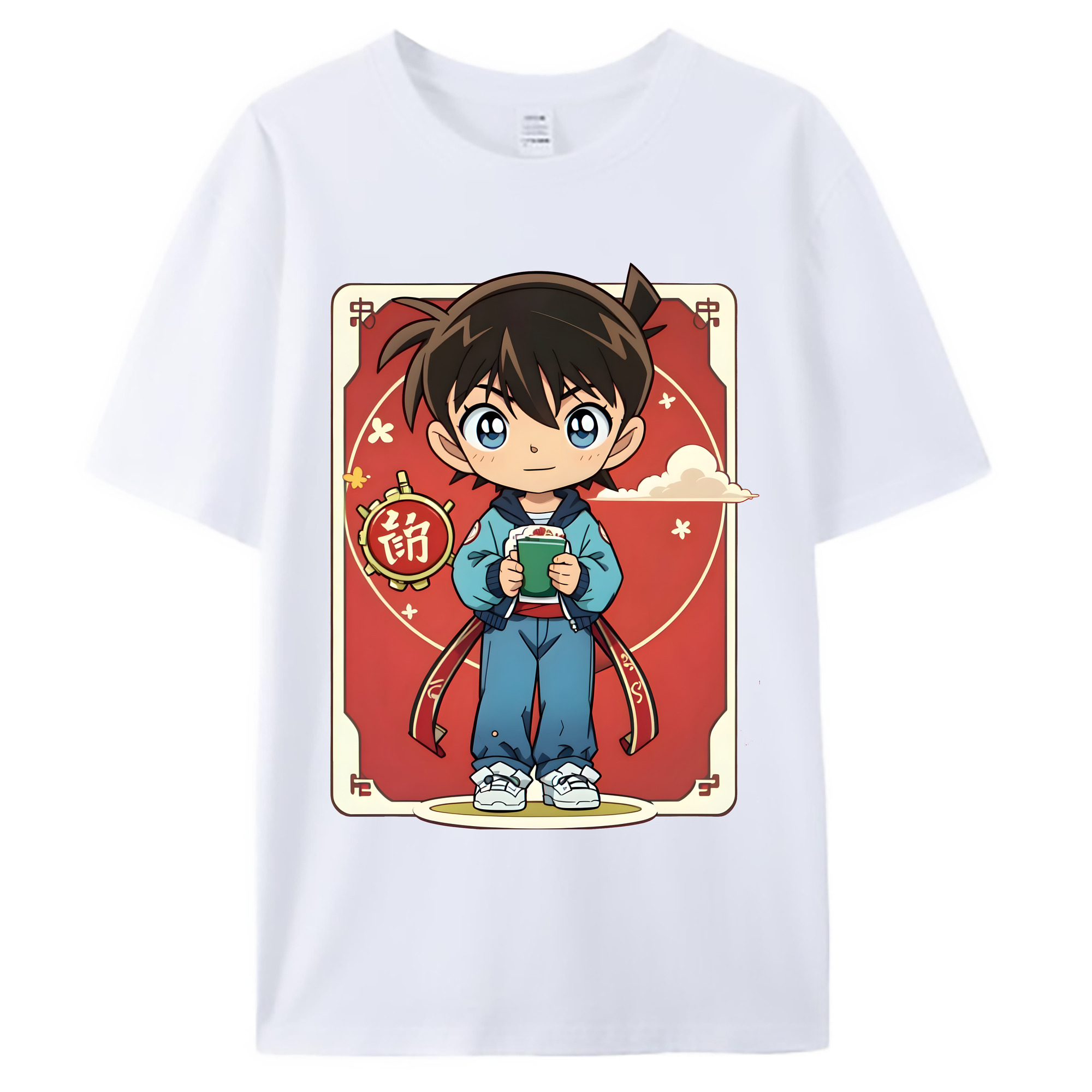 （画像用） 名探偵コナン 江戸川 コナン Detective Conan Conan Edogawa 綿100％ メンズ半袖Tシャツ｜肌触りやわらか＆通気性