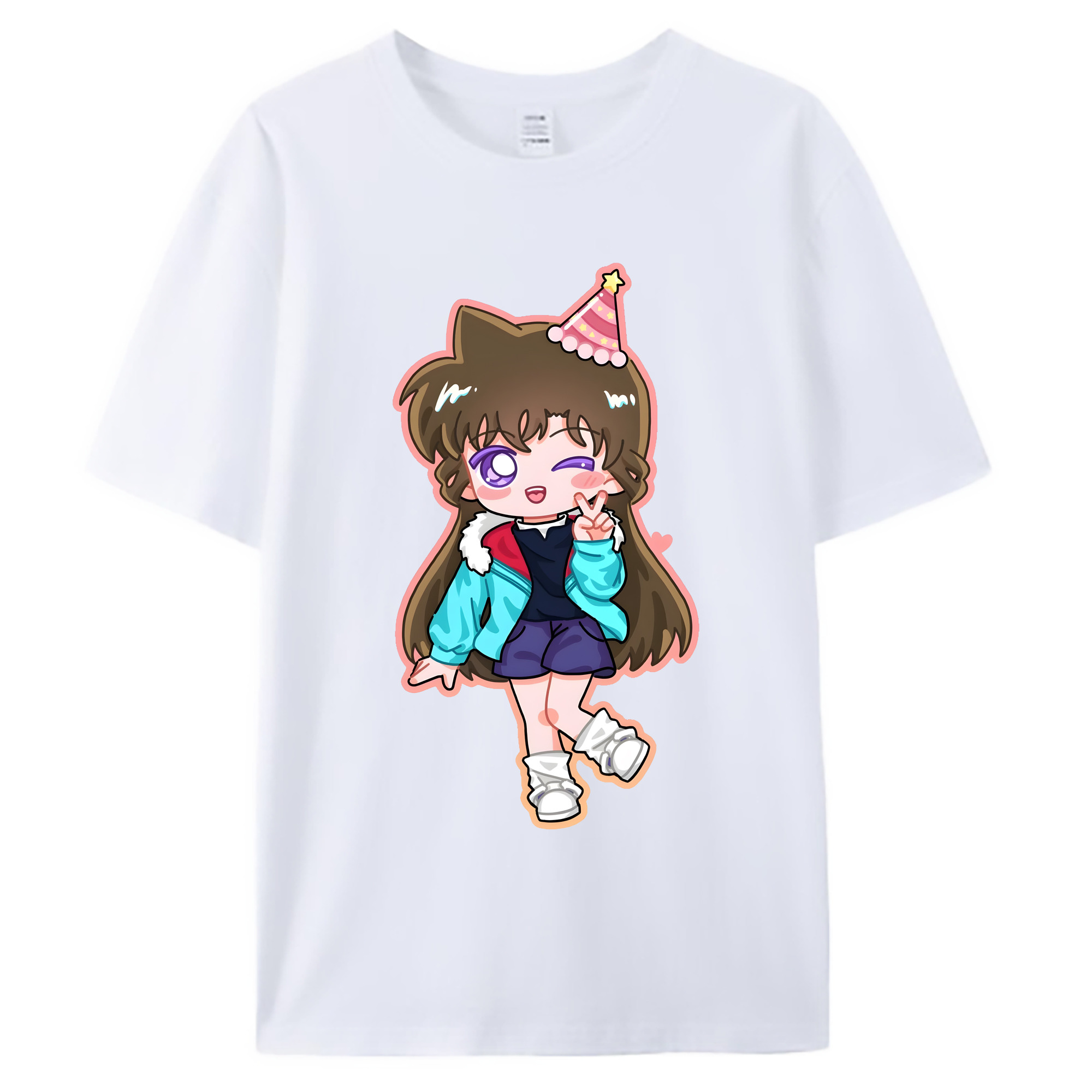 （画像用） 名探偵コナン 毛利 蘭 もうり らん、モーリ ラン Detective Conan Rachel Moore 綿100％ メンズ半袖Tシャツ｜肌触りやわらか＆通気性