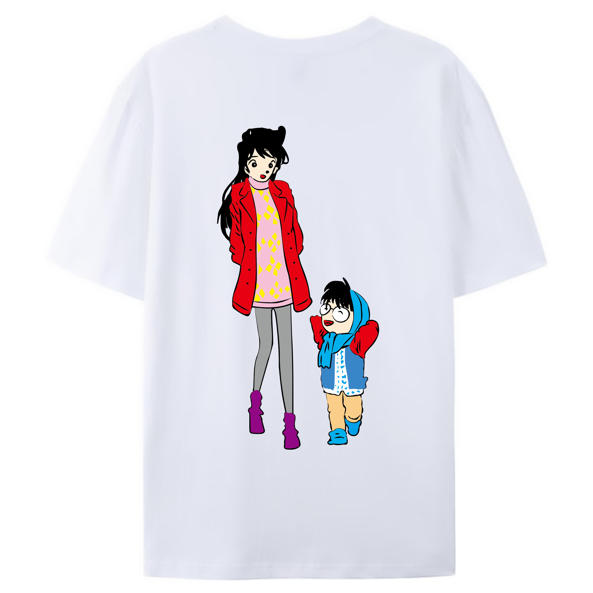 （画像用） 名探偵コナン 江戸川 コナン Detective Conan Conan Edogawa レディース半袖Tシャツ(バックプリント)