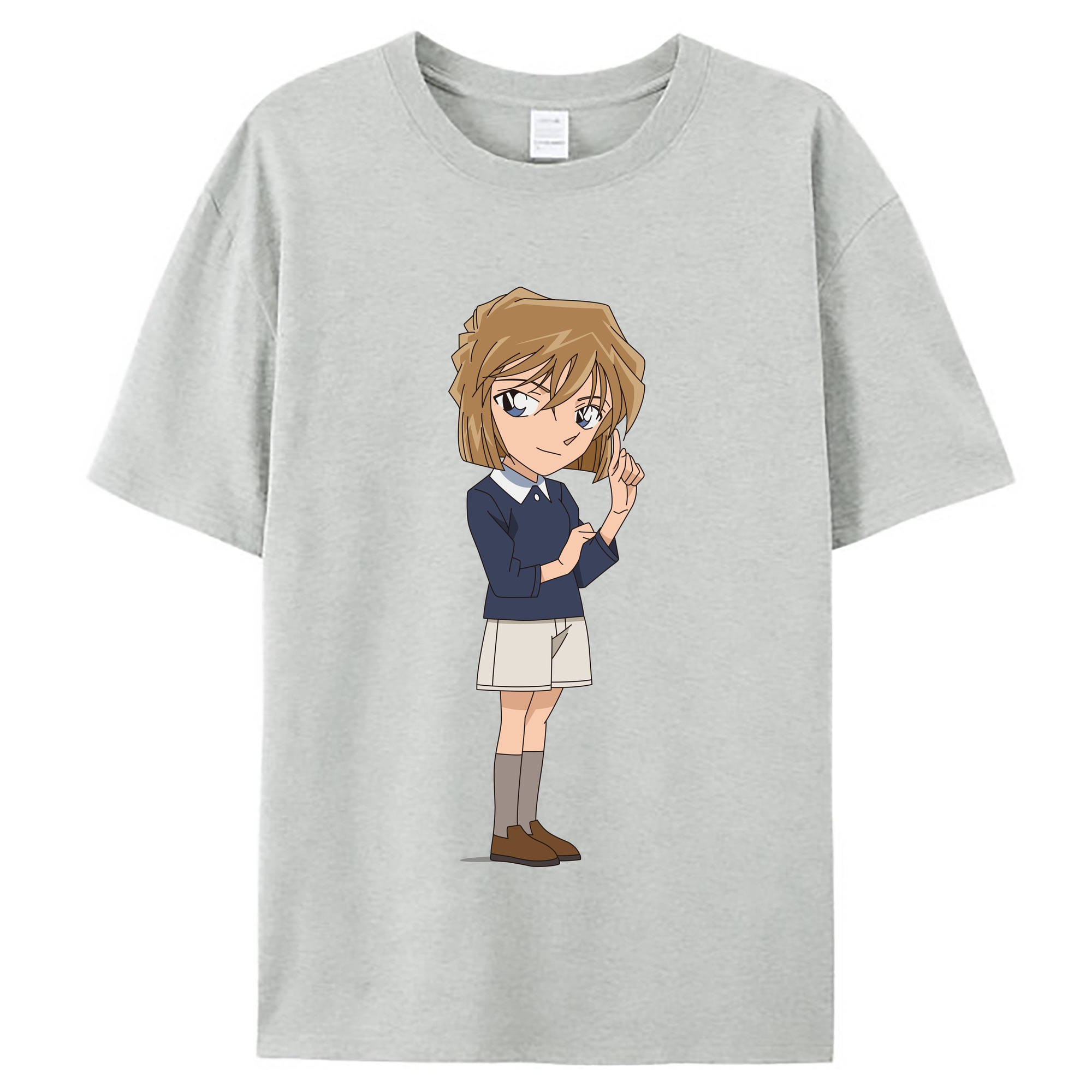 （画像用） 名探偵コナン 灰原 哀 はいばら あい Detective Conan Anita Hailey、Vi Graythorn Haibara Ai レディースカジュアルプリントTシャツ（綿100％）