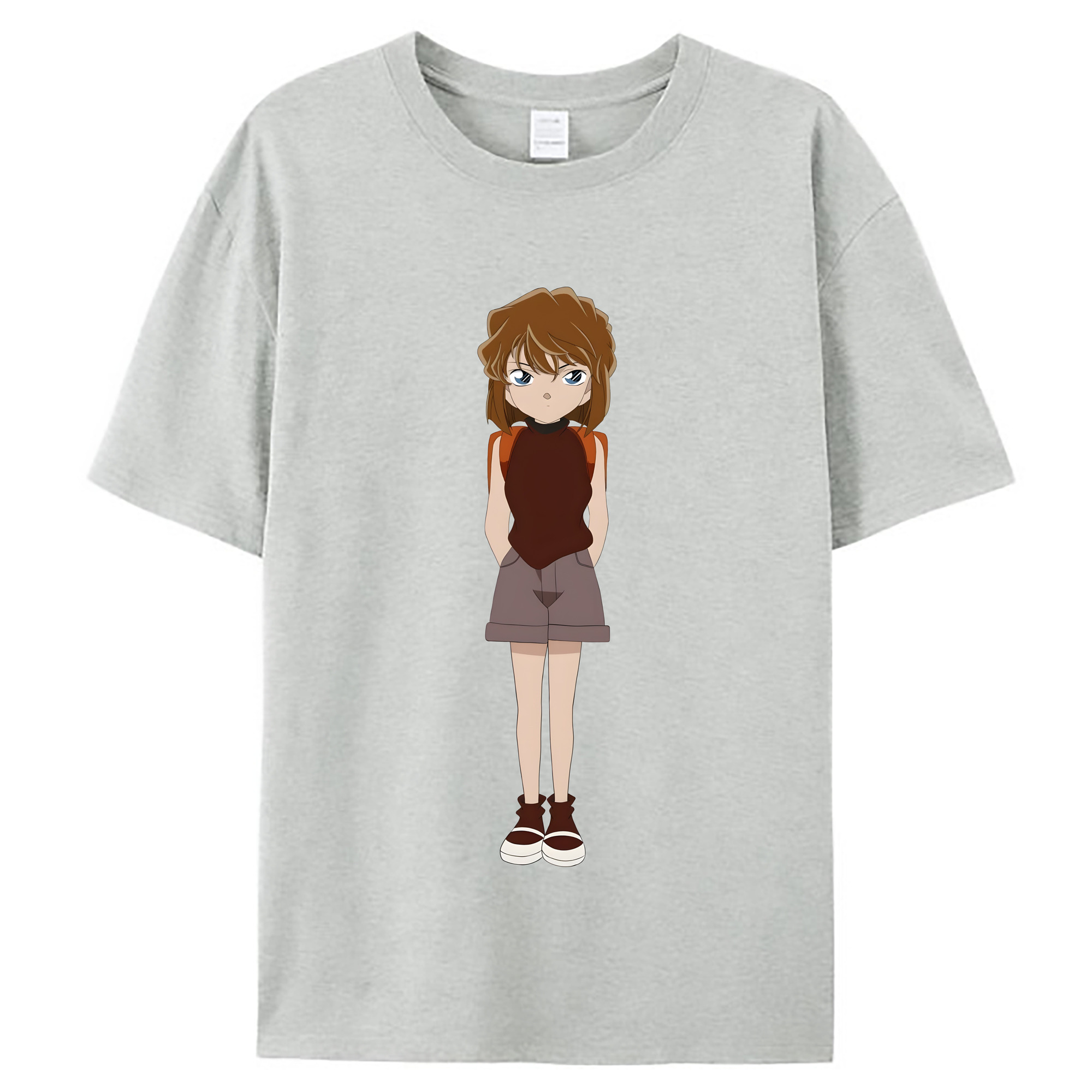 （画像用） 名探偵コナン 灰原 哀 はいばら あい Detective Conan Anita Hailey、Vi Graythorn Haibara Ai レディースカジュアルプリントTシャツ（綿100％）