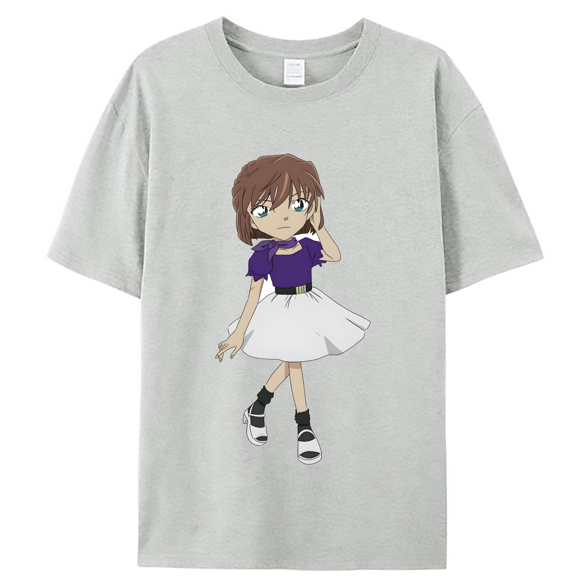 （画像用） 名探偵コナン 灰原 哀 はいばら あい Detective Conan Anita Hailey、Vi Graythorn Haibara Ai レディースカジュアルプリントTシャツ（綿100％）