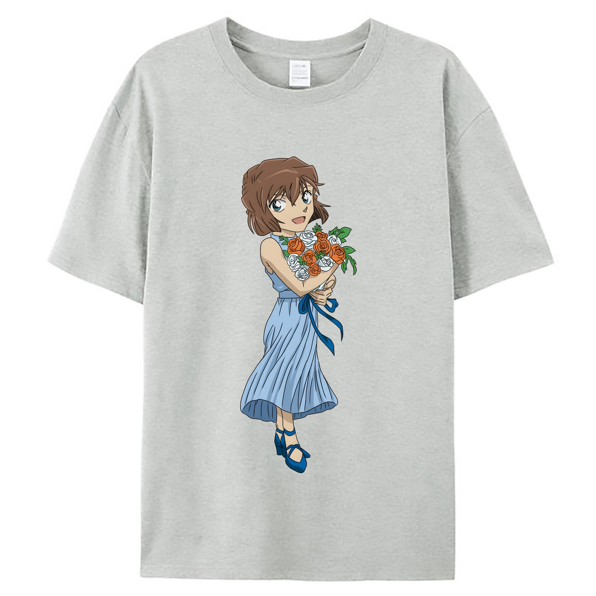 （画像用） 名探偵コナン 灰原 哀 はいばら あい Detective Conan Anita Hailey、Vi Graythorn Haibara Ai レディースカジュアルプリントTシャツ（綿100％）