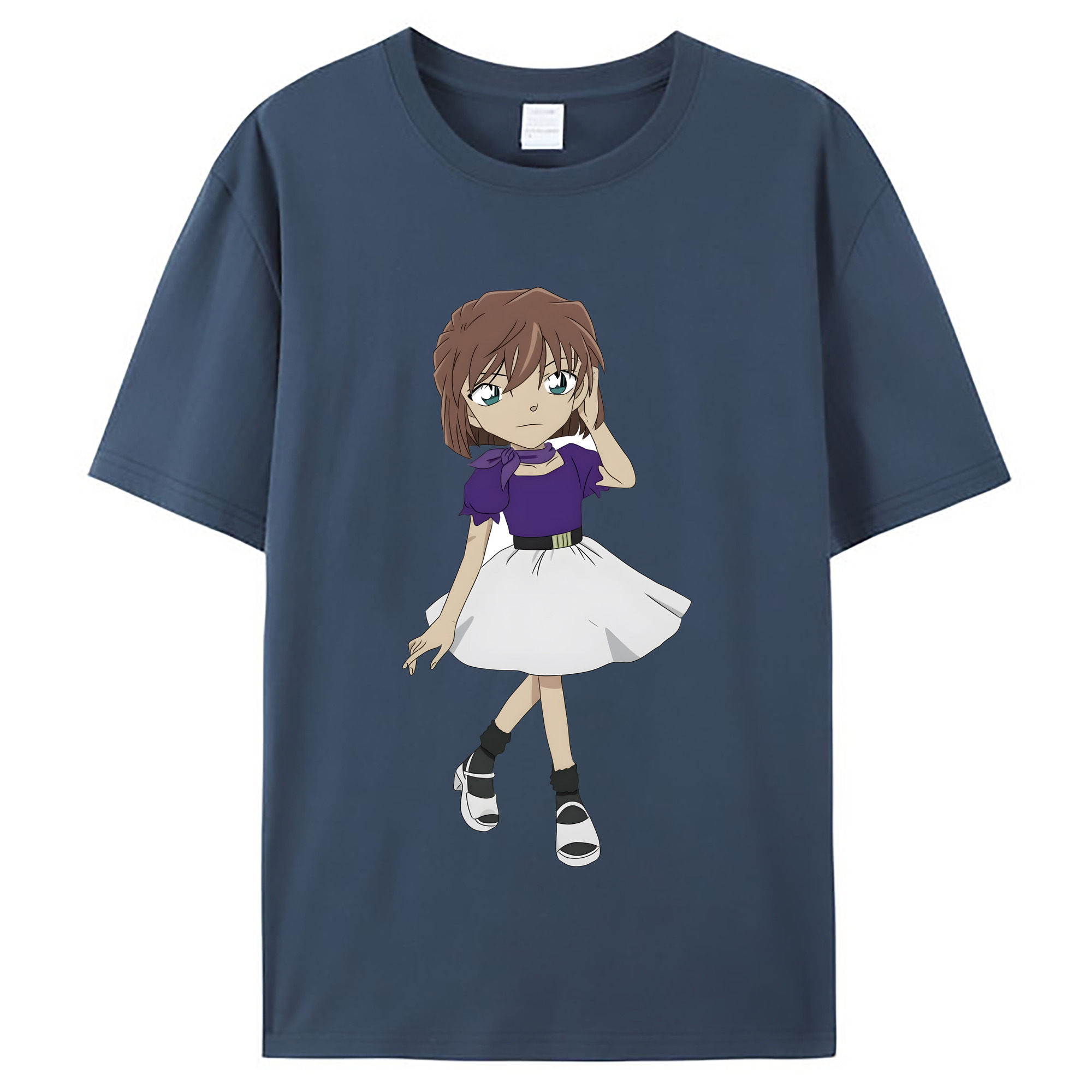 （画像用） 名探偵コナン 灰原 哀 はいばら あい Detective Conan Anita Hailey、Vi Graythorn Haibara Ai レディースカジュアルプリントTシャツ（綿100％）