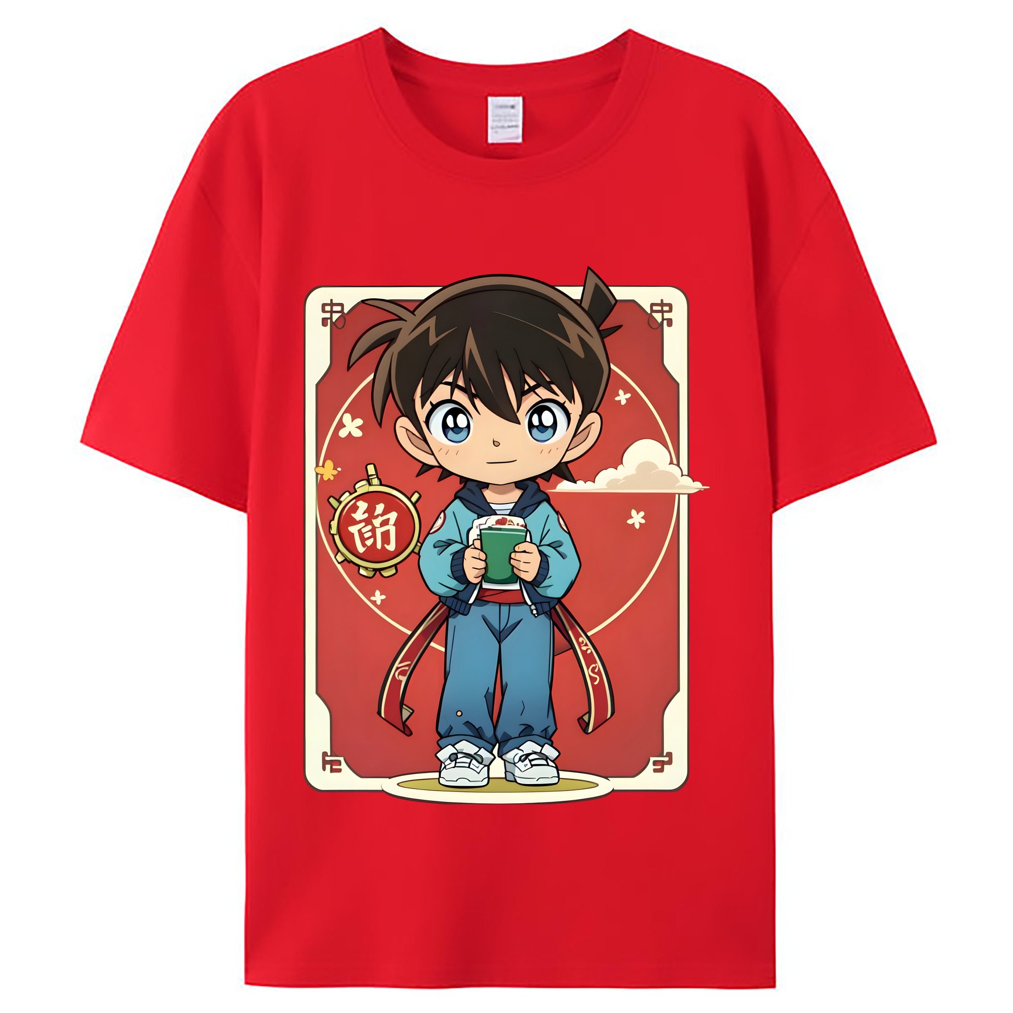 （画像用） 名探偵コナン 江戸川 コナン Detective Conan Conan Edogawa レディースカジュアルプリントTシャツ（綿100％）