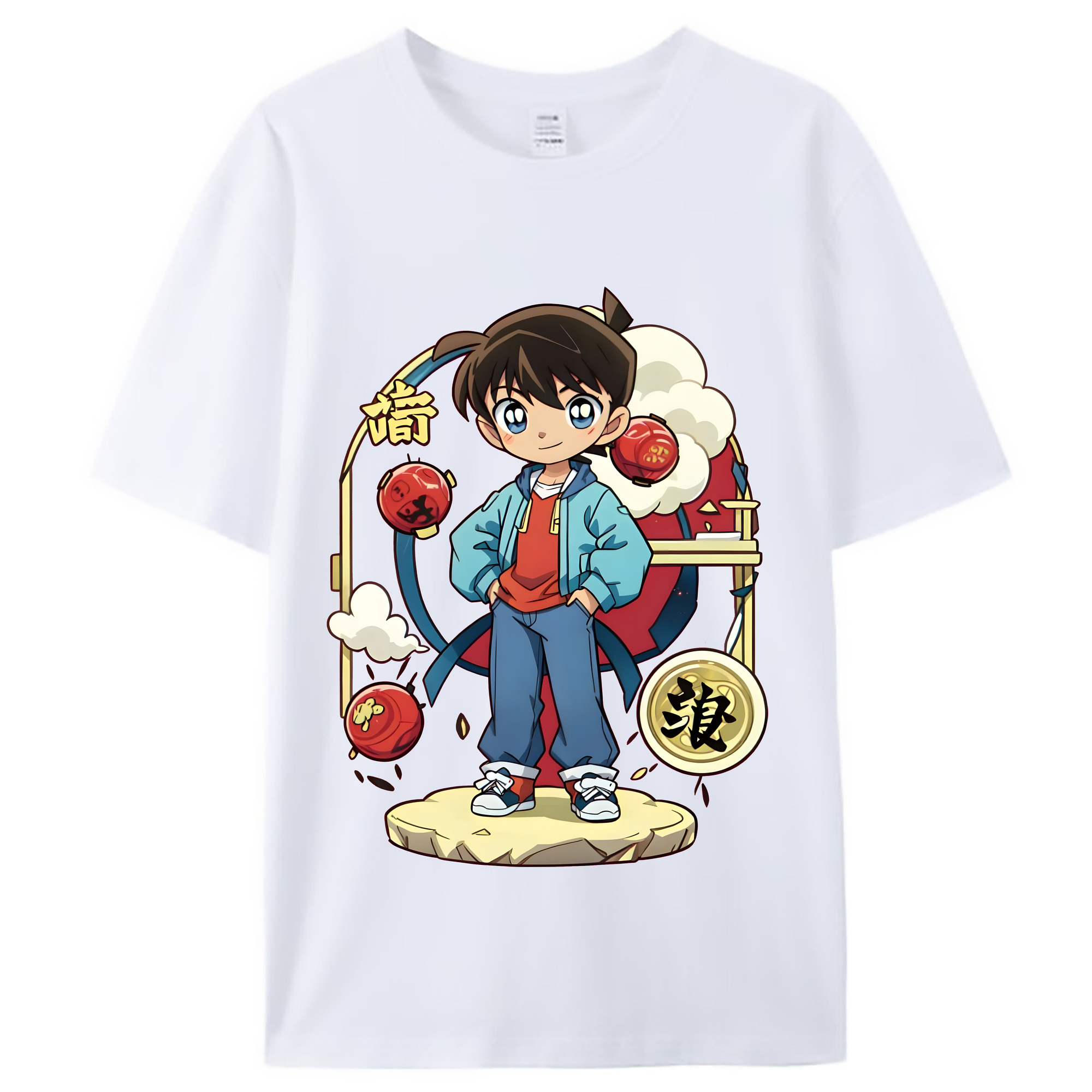 （画像用） 名探偵コナン 江戸川 コナン Detective Conan Conan Edogawa レディースカジュアルプリントTシャツ（綿100％）