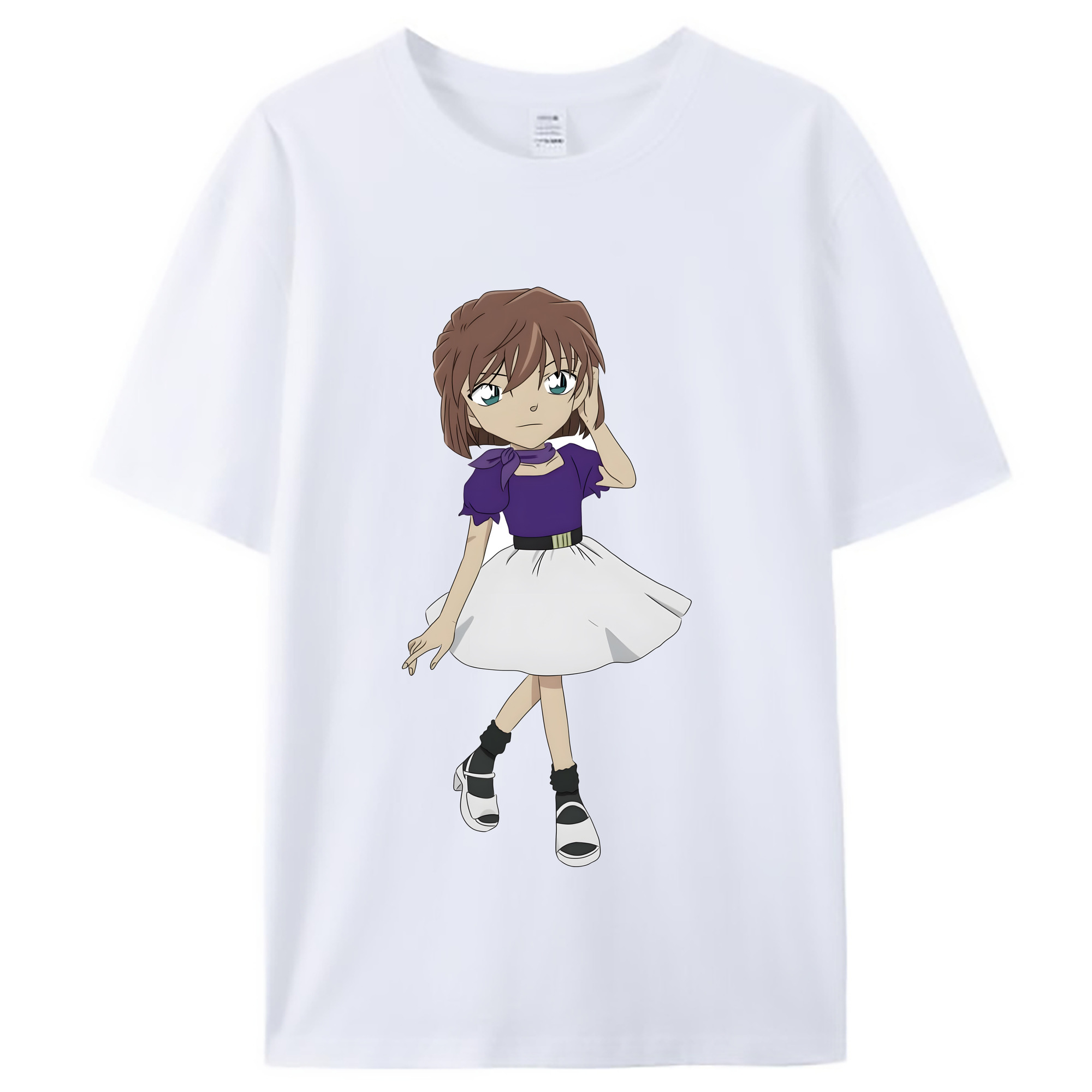 （画像用） 名探偵コナン 灰原 哀 はいばら あい Detective Conan Anita Hailey、Vi Graythorn Haibara Ai レディースカジュアルプリントTシャツ（綿100％）