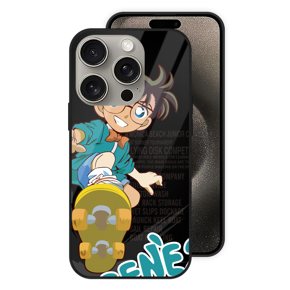 （画像用） 名探偵コナン 江戸川 コナン Detective Conan Conan Edogawa 【iPhone15Pro対応】スマホケース 耐衝撃＆黄変防止 背面ガラス
