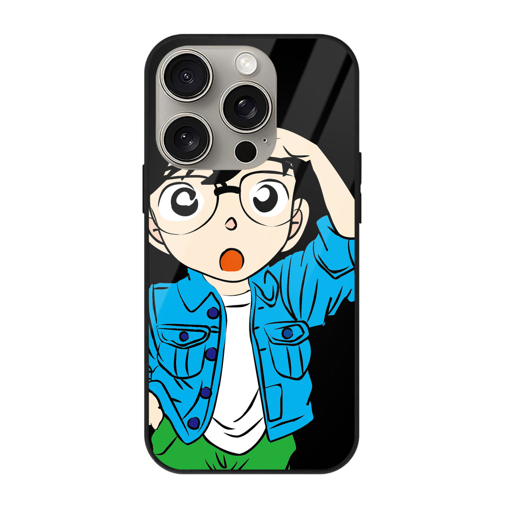 （画像用） 名探偵コナン 江戸川 コナン Detective Conan Conan Edogawa 【iPhone15Pro対応】スマホケース 耐衝撃＆黄変防止 背面ガラス