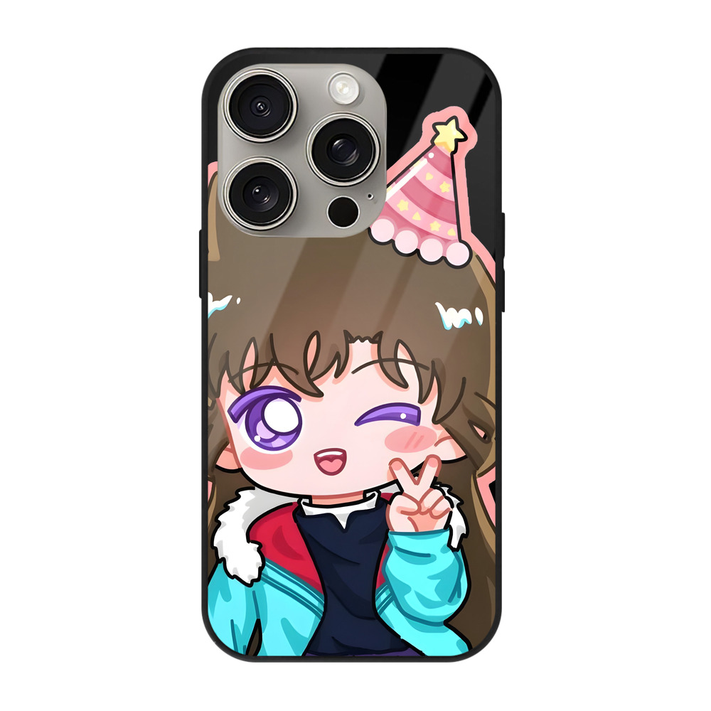 （画像用） 名探偵コナン 毛利 蘭 もうり らん、モーリ ラン Detective Conan Rachel Moore 【iPhone15Pro対応】スマホケース 耐衝撃＆黄変防止 背面ガラス