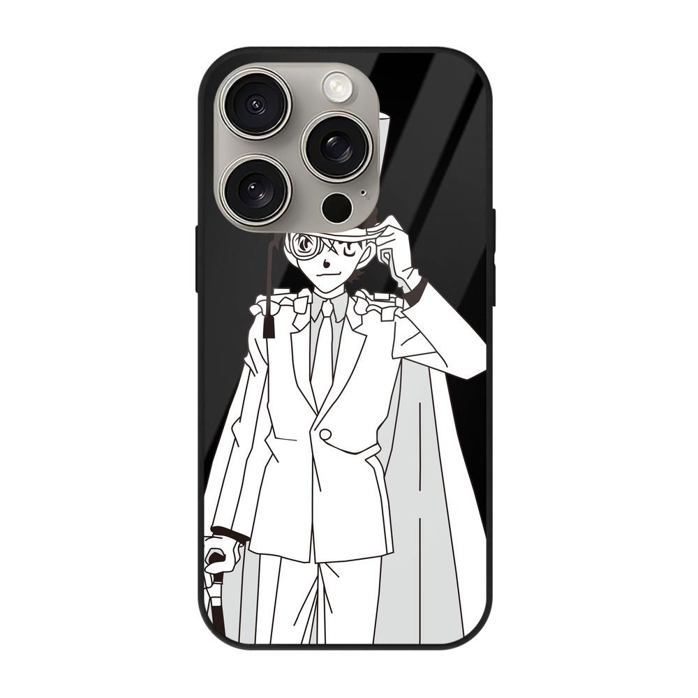（画像用） 名探偵コナン くろば かいと Detective Conan Kuroba Kaito 【iPhone15Pro対応】スマホケース 耐衝撃＆黄変防止 背面ガラス