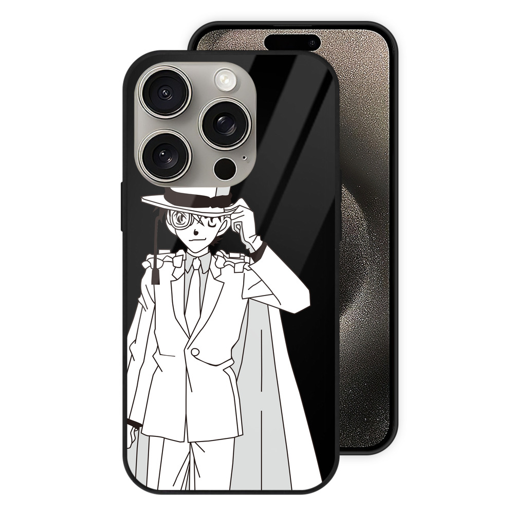 （画像用） 名探偵コナン くろば かいと Detective Conan Kuroba Kaito 【iPhone15Pro対応】スマホケース 耐衝撃＆黄変防止 背面ガラス