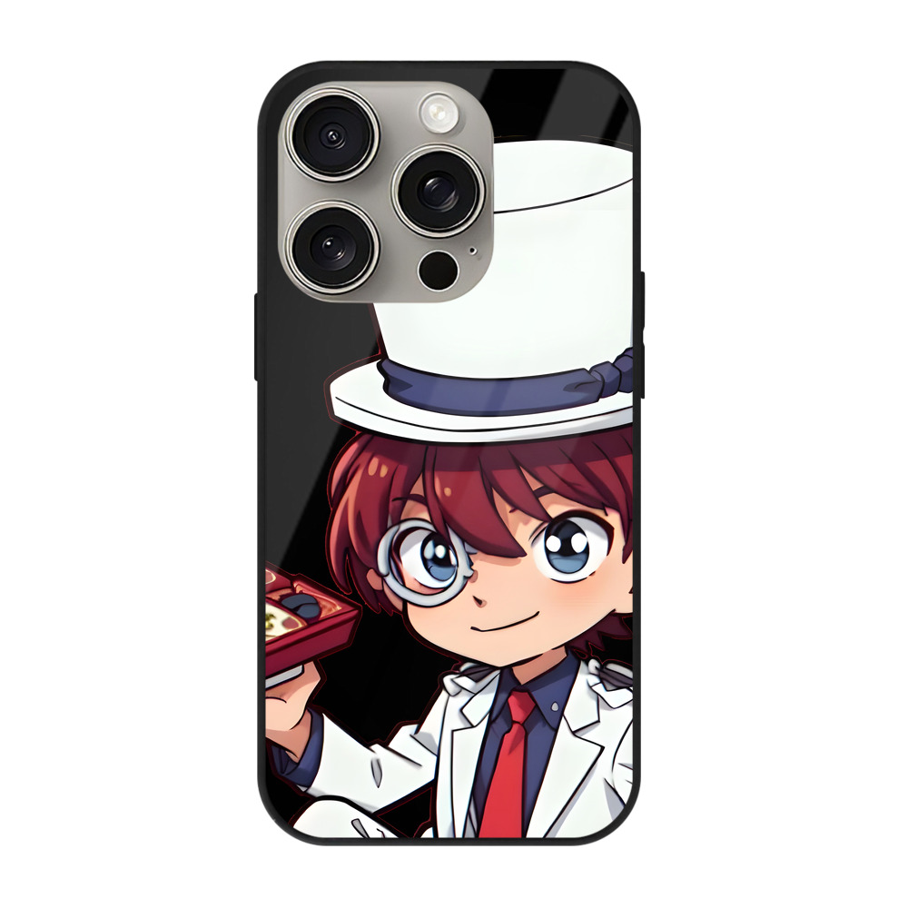 （画像用） 名探偵コナン くろば かいと Detective Conan Kuroba Kaito 【iPhone15Pro対応】スマホケース 耐衝撃＆黄変防止 背面ガラス