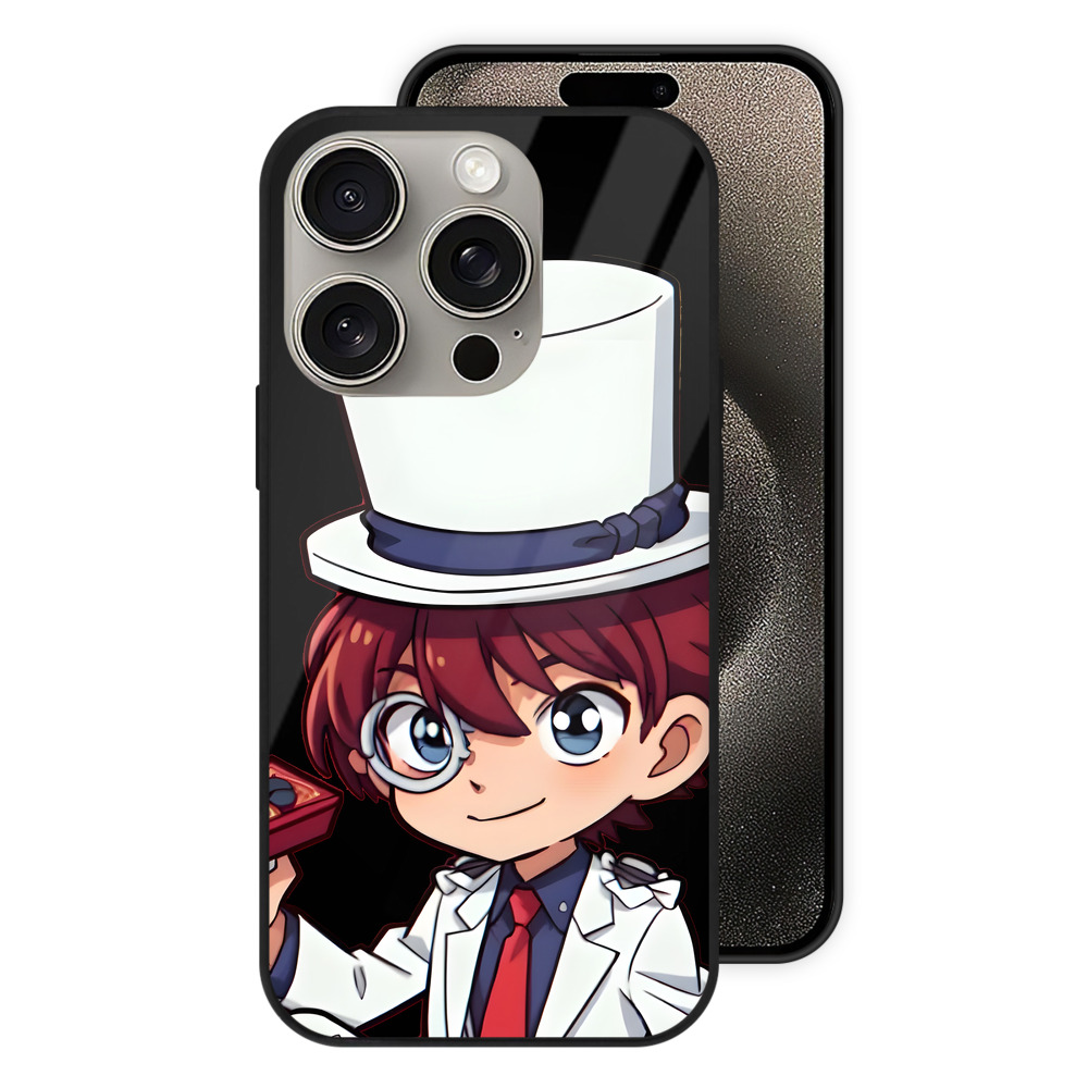 （画像用） 名探偵コナン くろば かいと Detective Conan Kuroba Kaito 【iPhone15Pro対応】スマホケース 耐衝撃＆黄変防止 背面ガラス