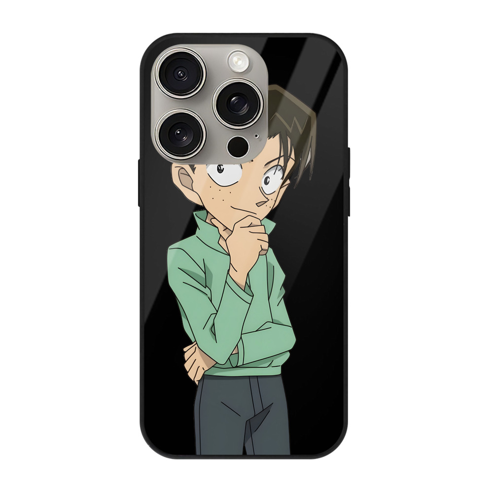 （画像用） 名探偵コナン 円谷 光彦 つぶらや みつひこ Detective Conan Mitch Tennyson 【iPhone15Pro対応】スマホケース 耐衝撃＆黄変防止 背面ガラス