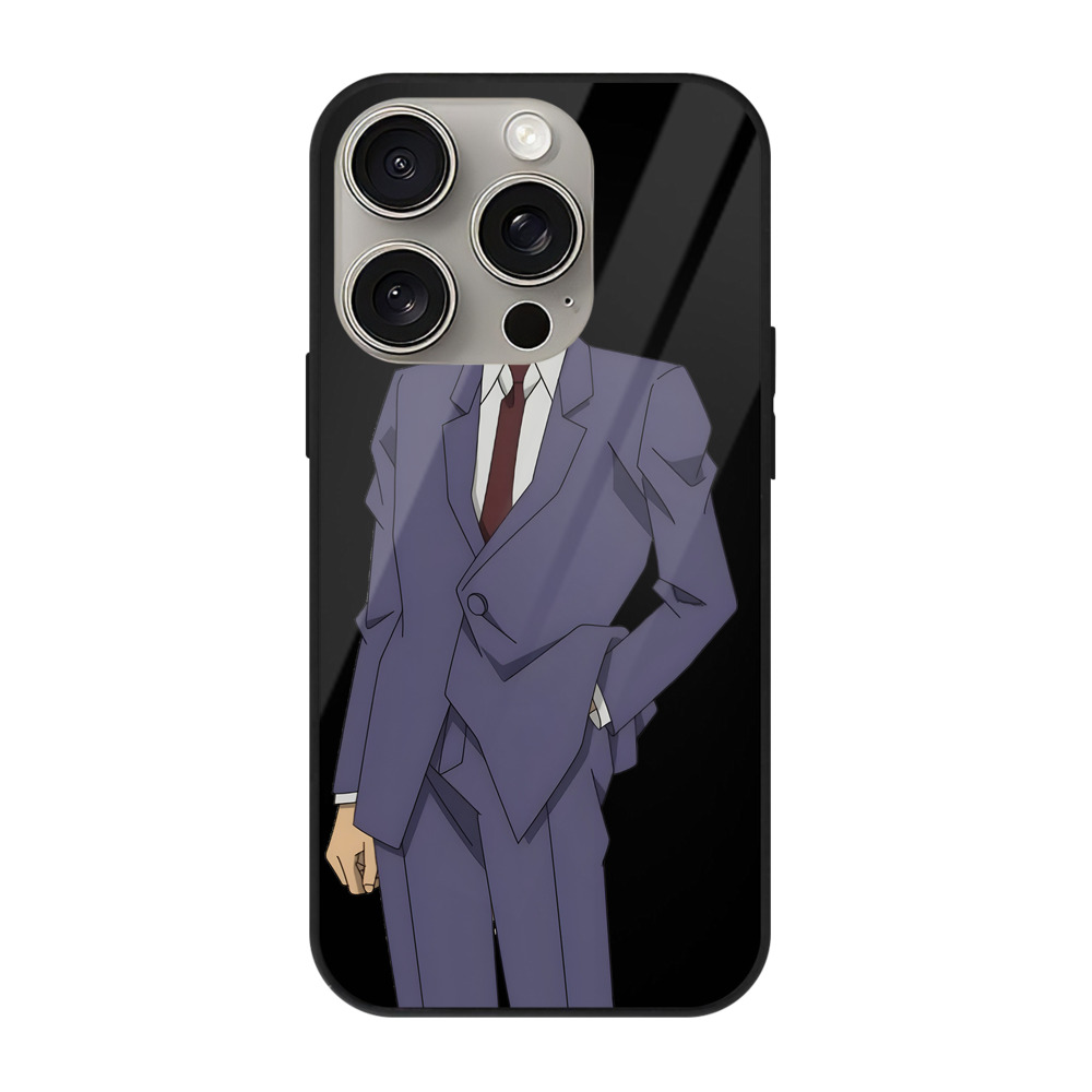 （画像用） 名探偵コナン 毛利 小五郎 もうり こごろう Detective Conan 【iPhone15Pro対応】スマホケース 耐衝撃＆黄変防止 背面ガラス