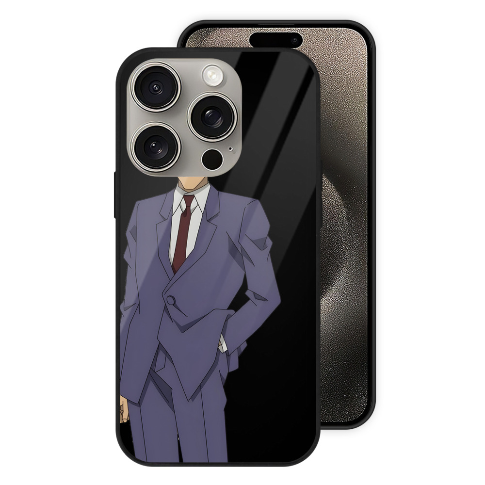 （画像用） 名探偵コナン 毛利 小五郎 もうり こごろう Detective Conan 【iPhone15Pro対応】スマホケース 耐衝撃＆黄変防止 背面ガラス