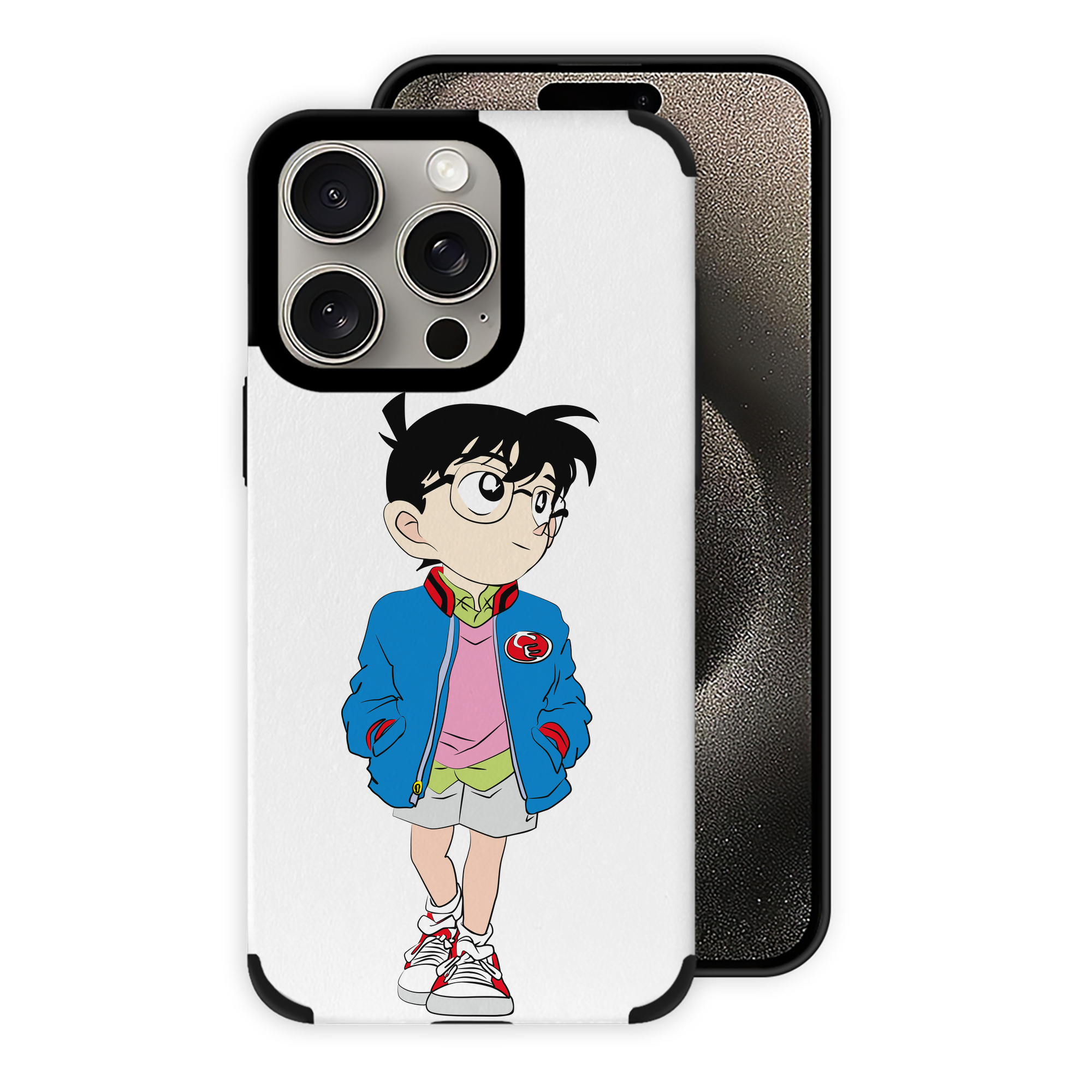（画像用） 名探偵コナン 江戸川 コナン Detective Conan Conan Edogawa 【iPhone15ProMax対応】 PUレザー スマホケース 耐衝撃＆黄変防止