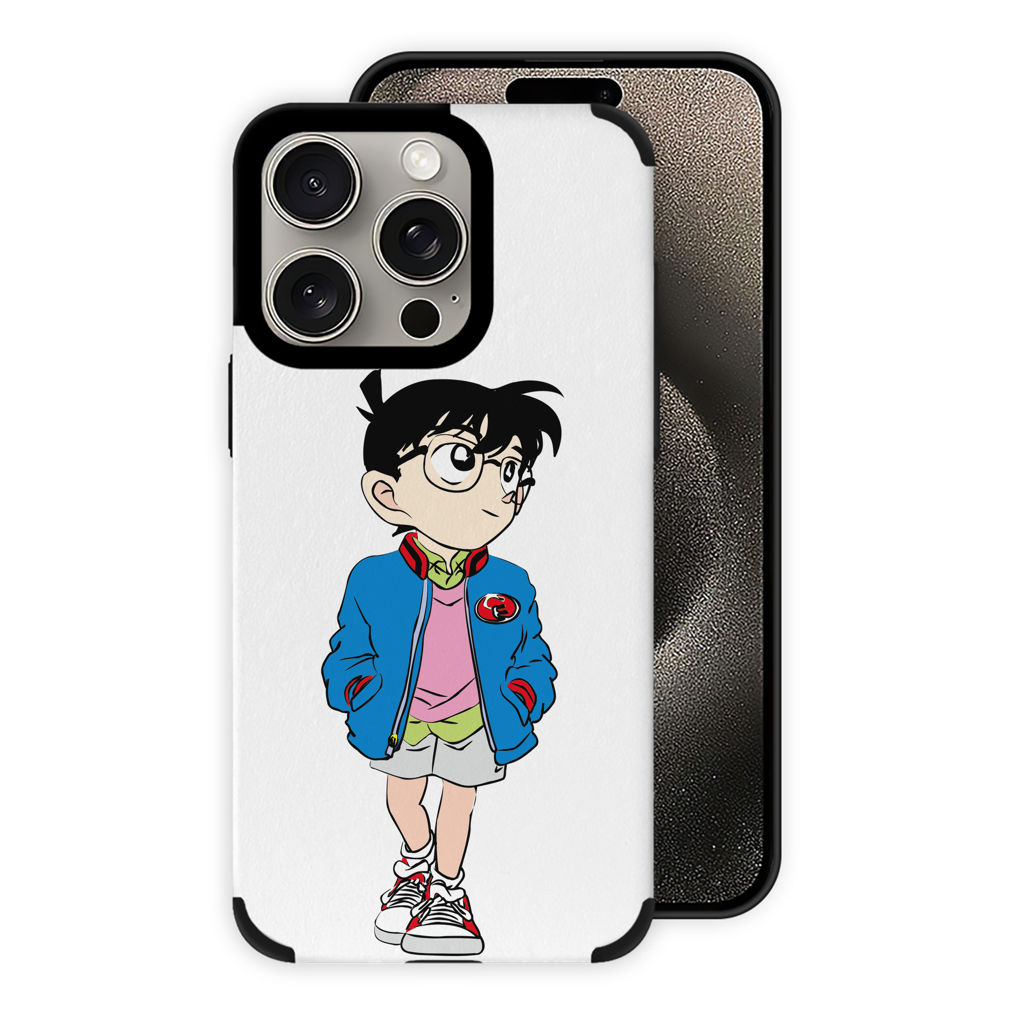 （画像用） 名探偵コナン 江戸川 コナン Detective Conan Conan Edogawa 【iPhone15ProMax対応】 PUレザー スマホケース 耐衝撃＆黄変防止