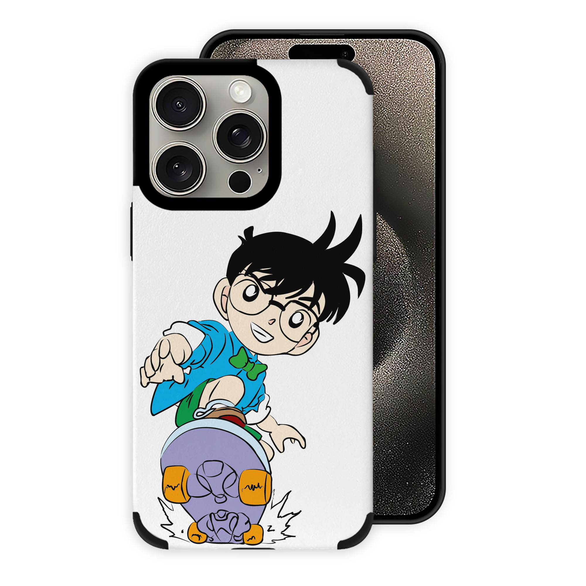 （画像用） 名探偵コナン 江戸川 コナン Detective Conan Conan Edogawa 【iPhone15ProMax対応】 PUレザー スマホケース 耐衝撃＆黄変防止