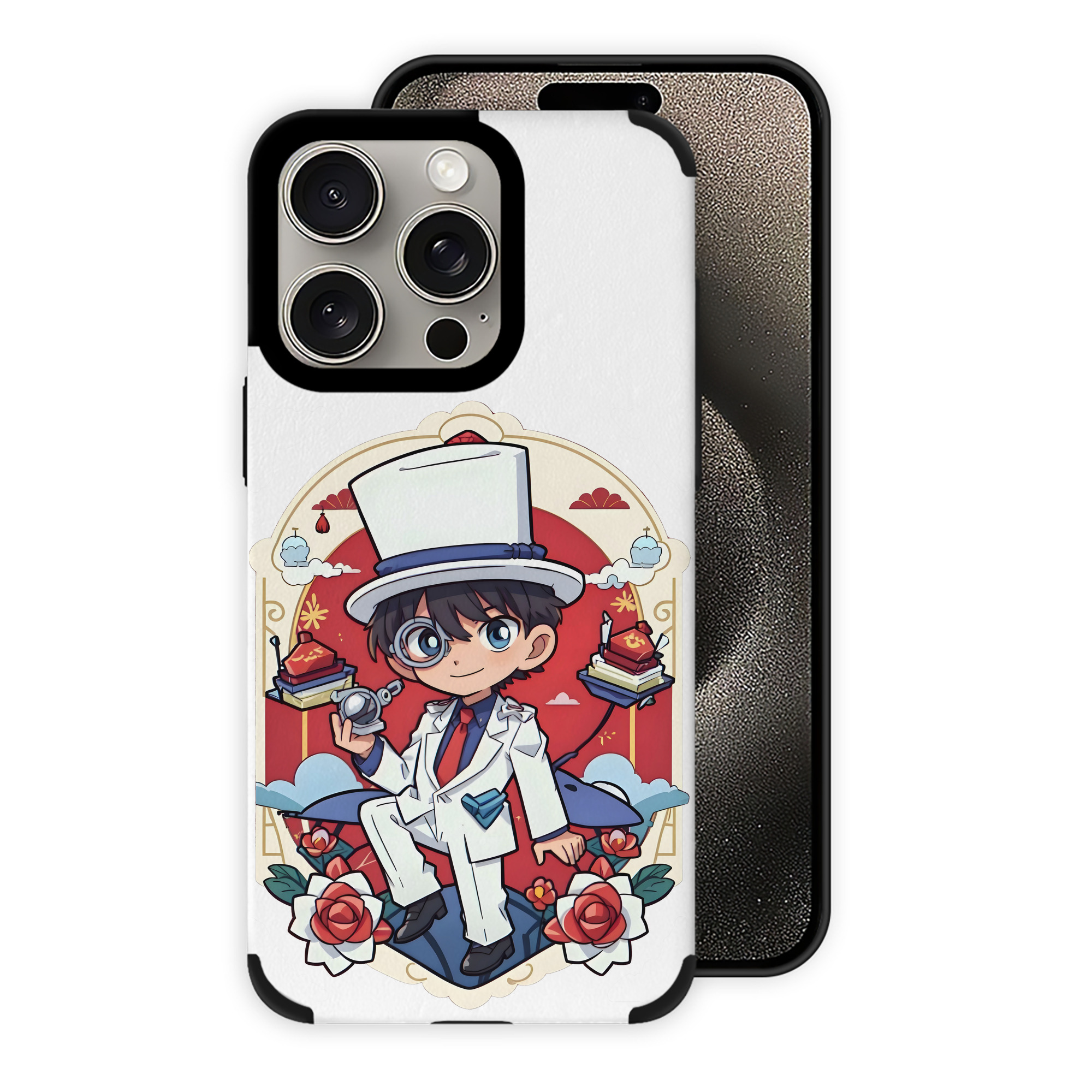（画像用） 名探偵コナン くろば かいと Detective Conan Kuroba Kaito 【iPhone15ProMax対応】 PUレザー スマホケース 耐衝撃＆黄変防止