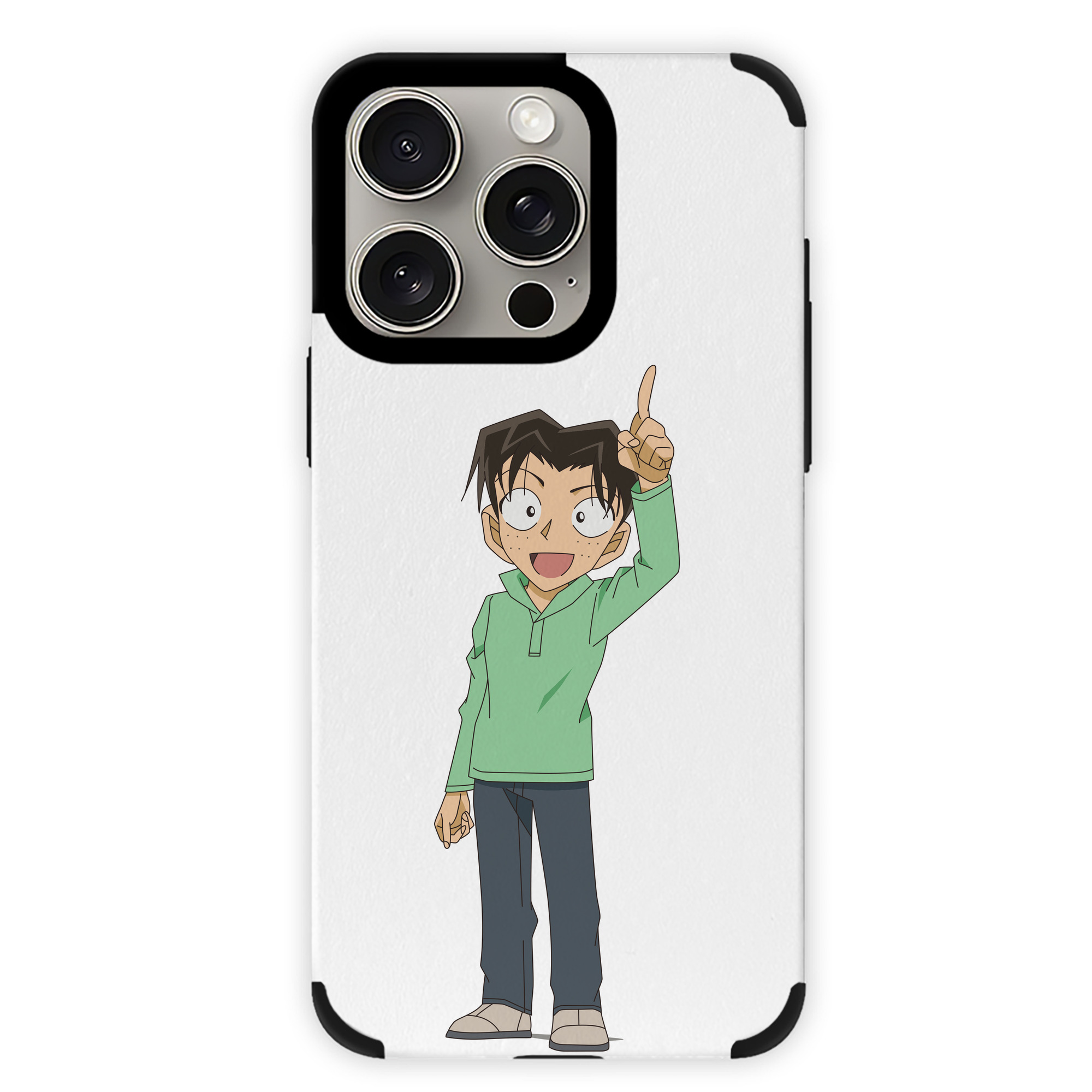 （画像用） 名探偵コナン 円谷 光彦 つぶらや みつひこ Detective Conan Mitch Tennyson 【iPhone15ProMax対応】 PUレザー スマホケース 耐衝撃＆黄変防止