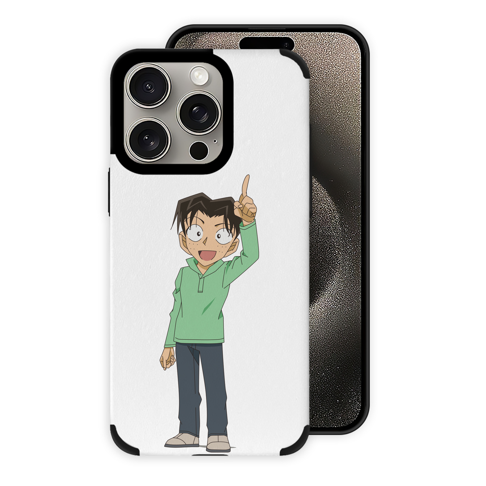 （画像用） 名探偵コナン 円谷 光彦 つぶらや みつひこ Detective Conan Mitch Tennyson 【iPhone15ProMax対応】 PUレザー スマホケース 耐衝撃＆黄変防止