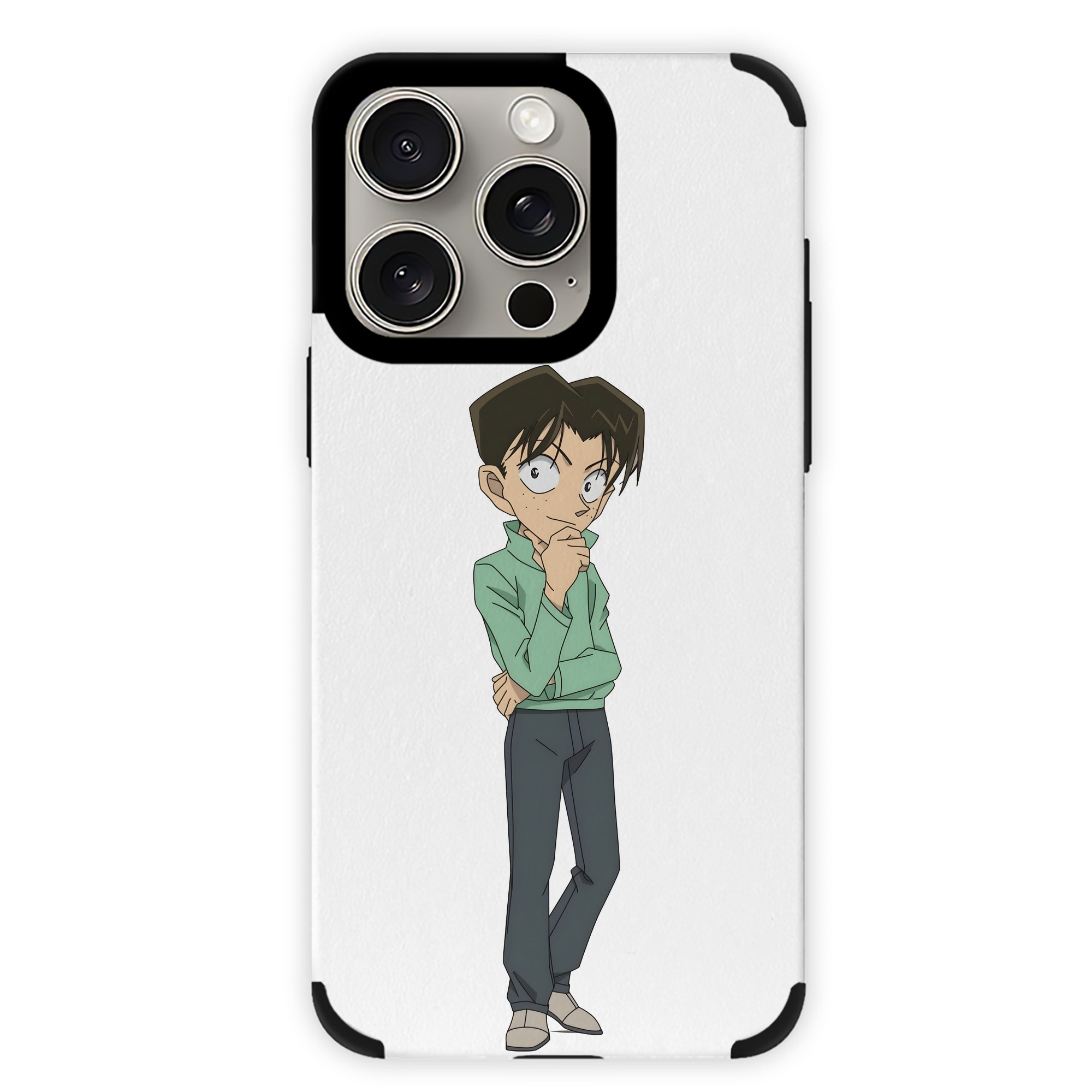 （画像用） 名探偵コナン 円谷 光彦 つぶらや みつひこ Detective Conan Mitch Tennyson 【iPhone15ProMax対応】 PUレザー スマホケース 耐衝撃＆黄変防止