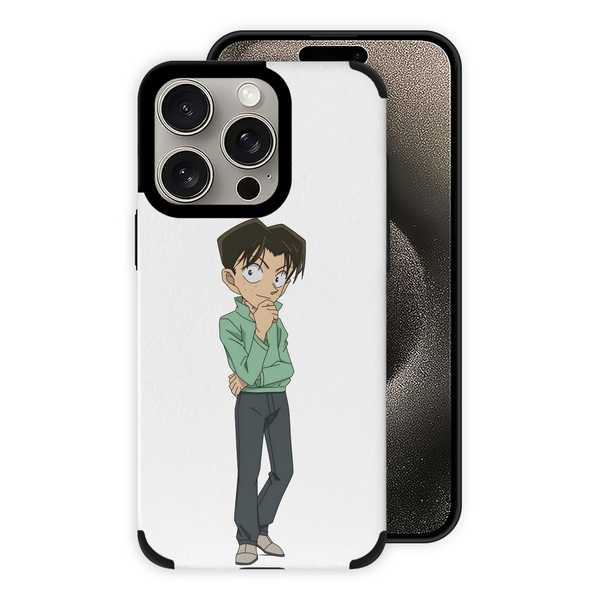 （画像用） 名探偵コナン 円谷 光彦 つぶらや みつひこ Detective Conan Mitch Tennyson 【iPhone15ProMax対応】 PUレザー スマホケース 耐衝撃＆黄変防止