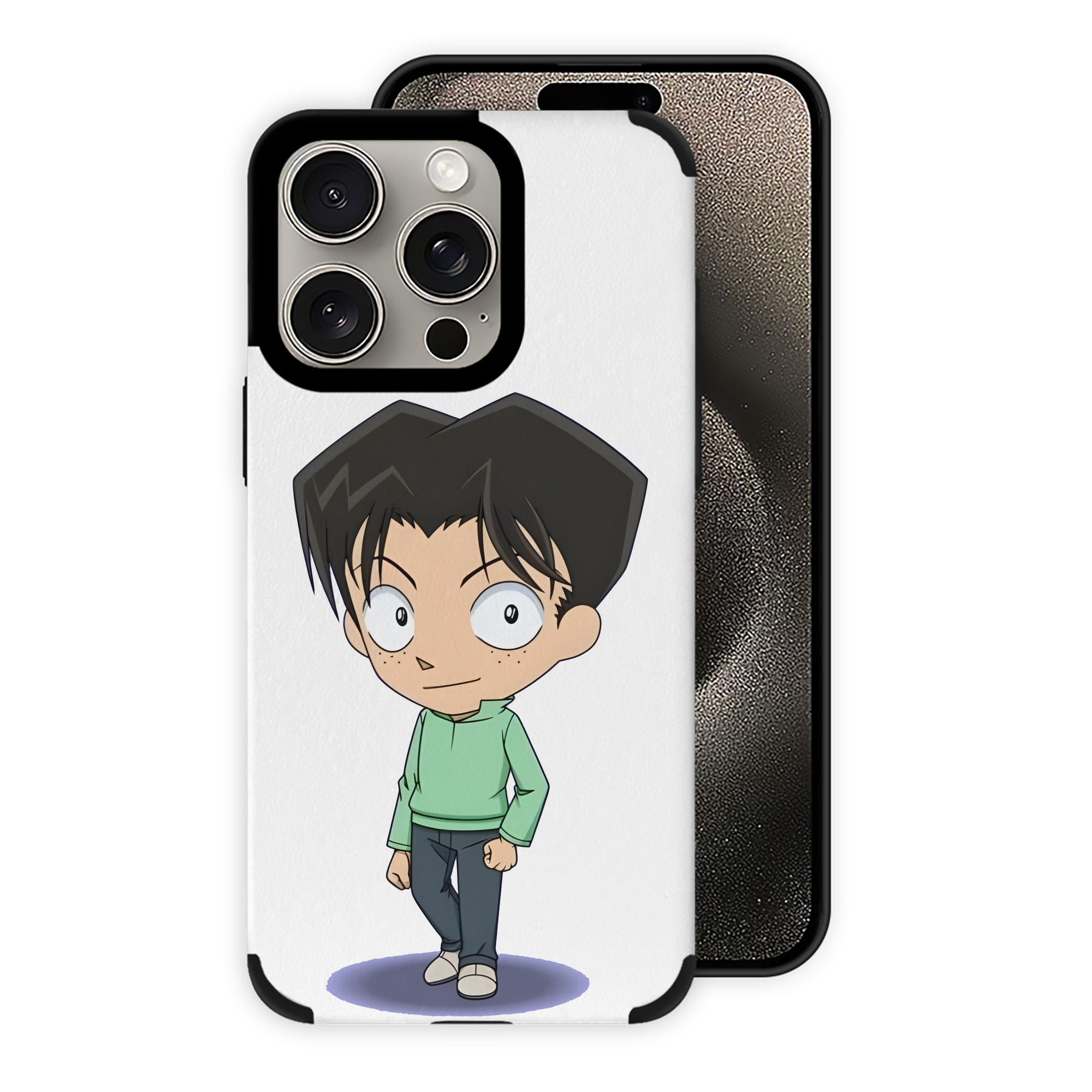 （画像用） 名探偵コナン 円谷 光彦 つぶらや みつひこ Detective Conan Mitch Tennyson 【iPhone15ProMax対応】 PUレザー スマホケース 耐衝撃＆黄変防止