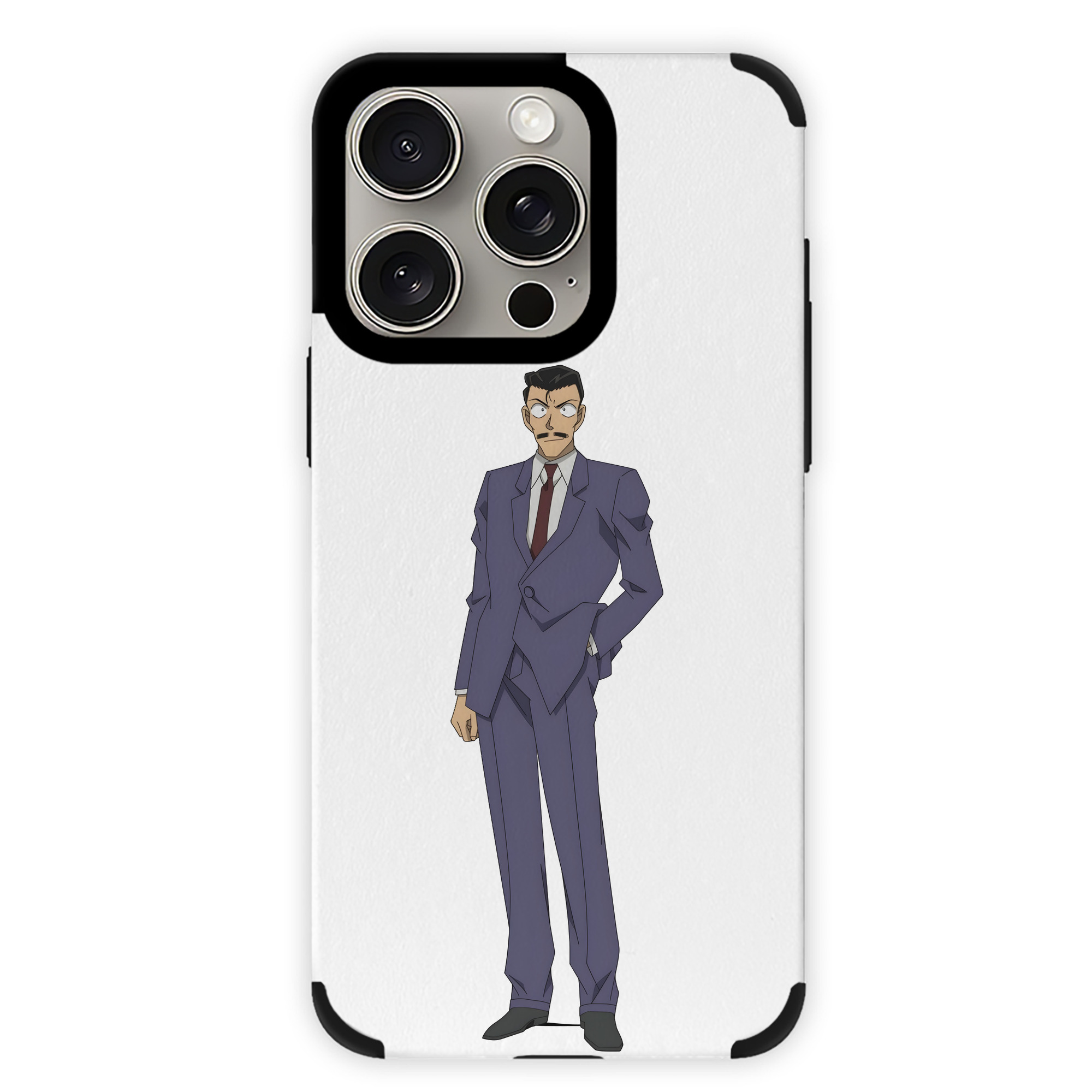 （画像用） 名探偵コナン 毛利 小五郎 もうり こごろう Detective Conan 【iPhone15ProMax対応】 PUレザー スマホケース 耐衝撃＆黄変防止