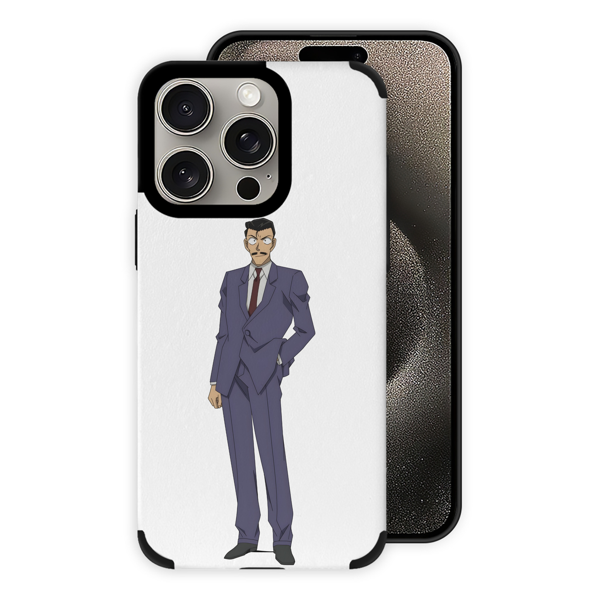 （画像用） 名探偵コナン 毛利 小五郎 もうり こごろう Detective Conan 【iPhone15ProMax対応】 PUレザー スマホケース 耐衝撃＆黄変防止
