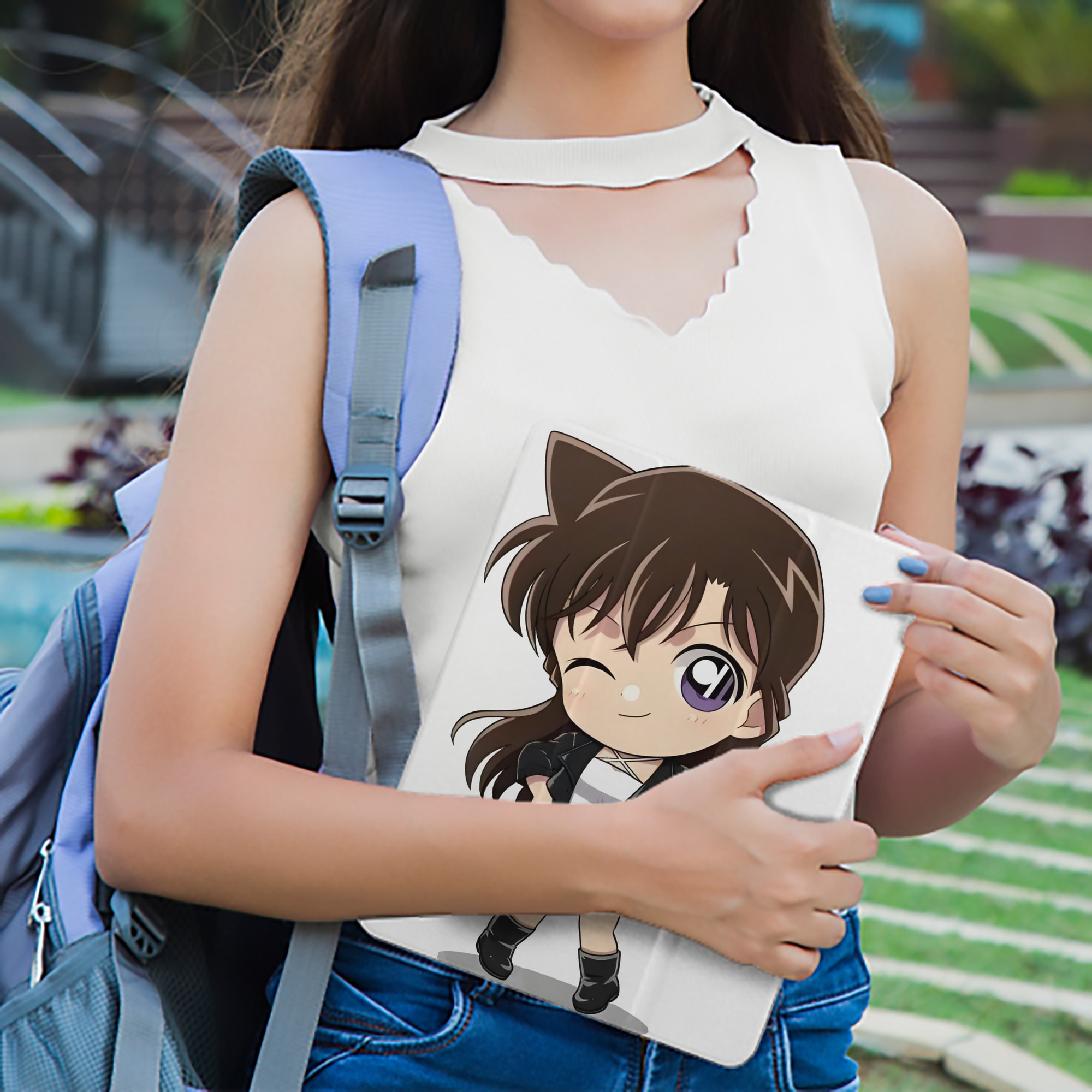 名探偵コナン 毛利 蘭 もうり らん、モーリ ラン Detective Conan Rachel Moore IPad ケース ペン収納付き 三つ折りスタンド PUレザー×シリコン 対応機種9.5/10.5/10.9インチ