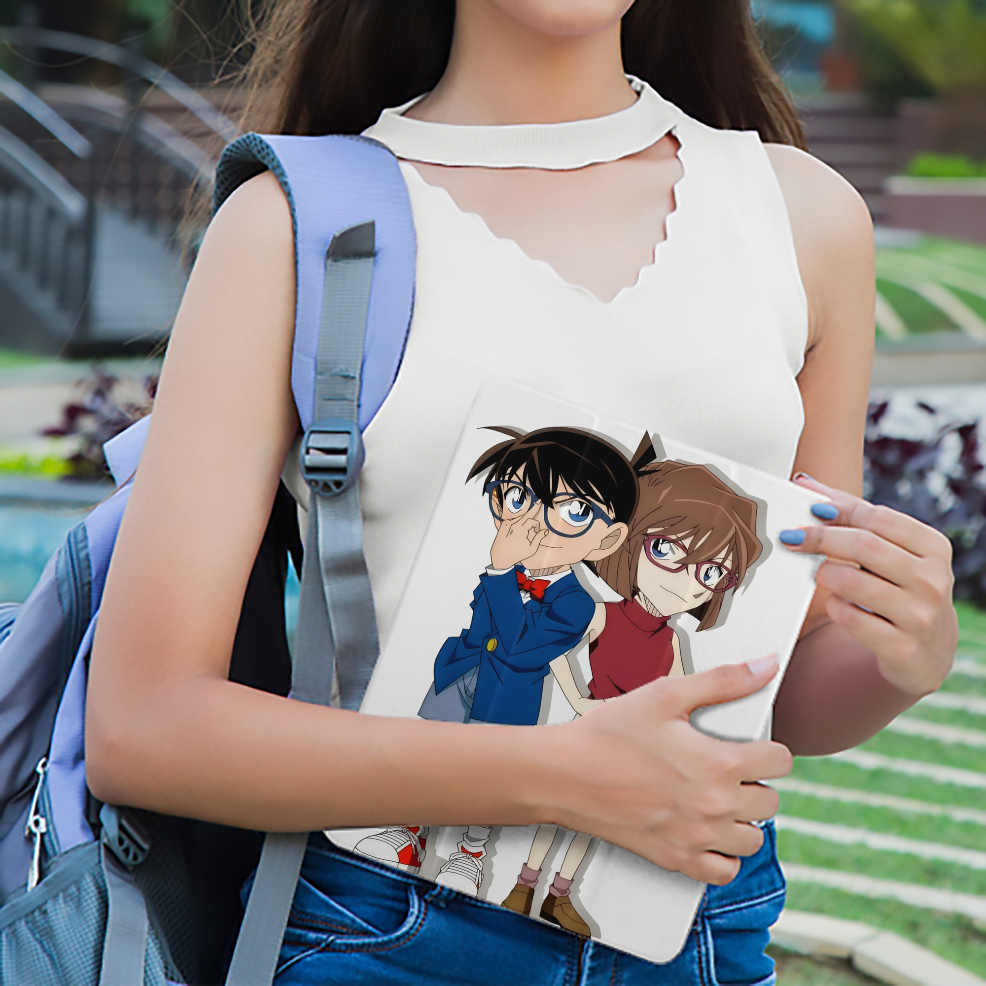 名探偵コナン 灰原 哀 はいばら あい Detective Conan Anita Hailey、Vi Graythorn Haibara Ai IPad ケース ペン収納付き 三つ折りスタンド PUレザー×シリコン 対応機種9.5/10.5/10.9インチ