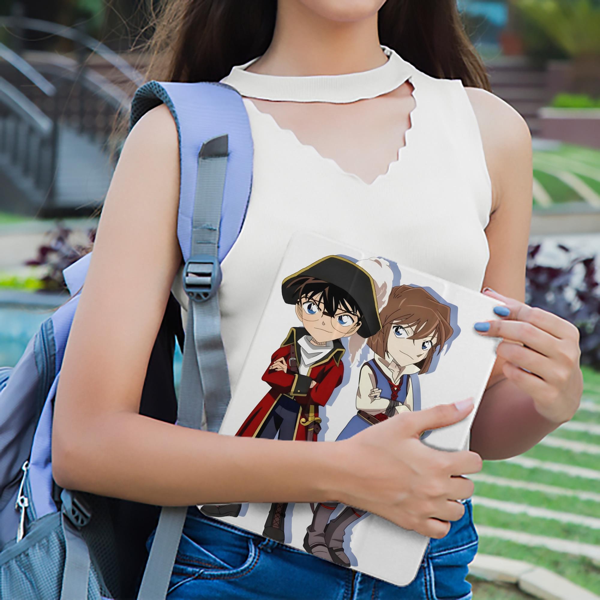 名探偵コナン 灰原 哀 はいばら あい Detective Conan Anita Hailey、Vi Graythorn Haibara Ai IPad ケース ペン収納付き 三つ折りスタンド PUレザー×シリコン 対応機種9.5/10.5/10.9インチ