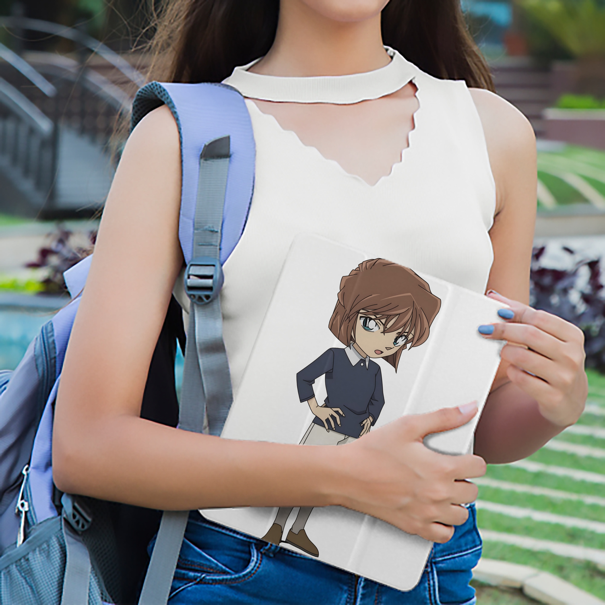 名探偵コナン 灰原 哀 はいばら あい Detective Conan Anita Hailey、Vi Graythorn Haibara Ai IPad ケース ペン収納付き 三つ折りスタンド PUレザー×シリコン 対応機種9.5/10.5/10.9インチ