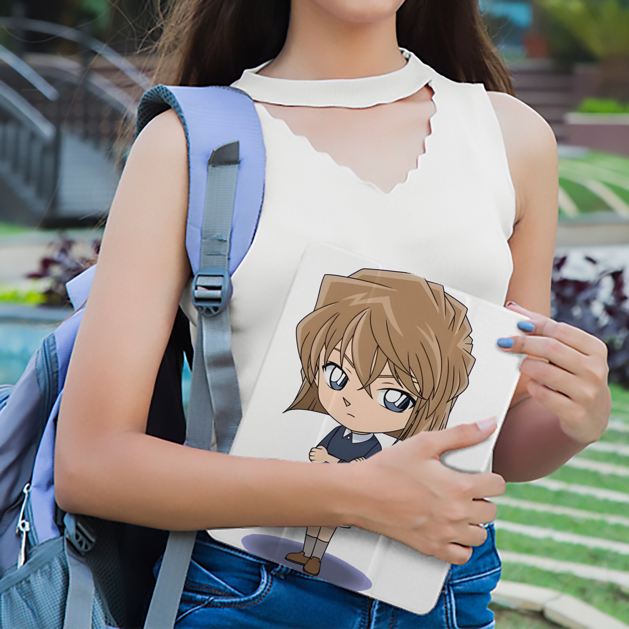 名探偵コナン 灰原 哀 はいばら あい Detective Conan Anita Hailey、Vi Graythorn Haibara Ai IPad ケース ペン収納付き 三つ折りスタンド PUレザー×シリコン 対応機種9.5/10.5/10.9インチ