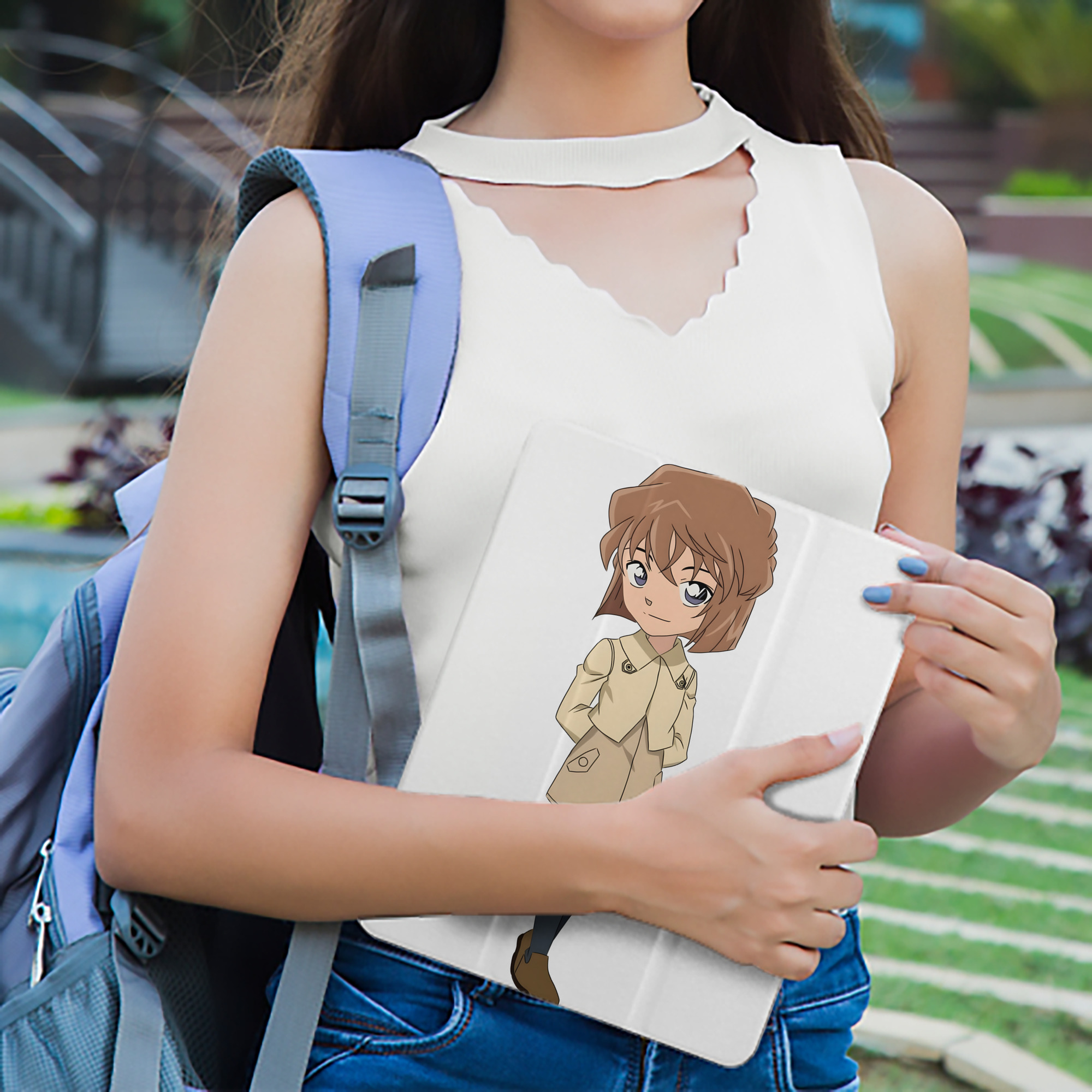 名探偵コナン 灰原 哀 はいばら あい Detective Conan Anita Hailey、Vi Graythorn Haibara Ai IPad ケース ペン収納付き 三つ折りスタンド PUレザー×シリコン 対応機種9.5/10.5/10.9インチ
