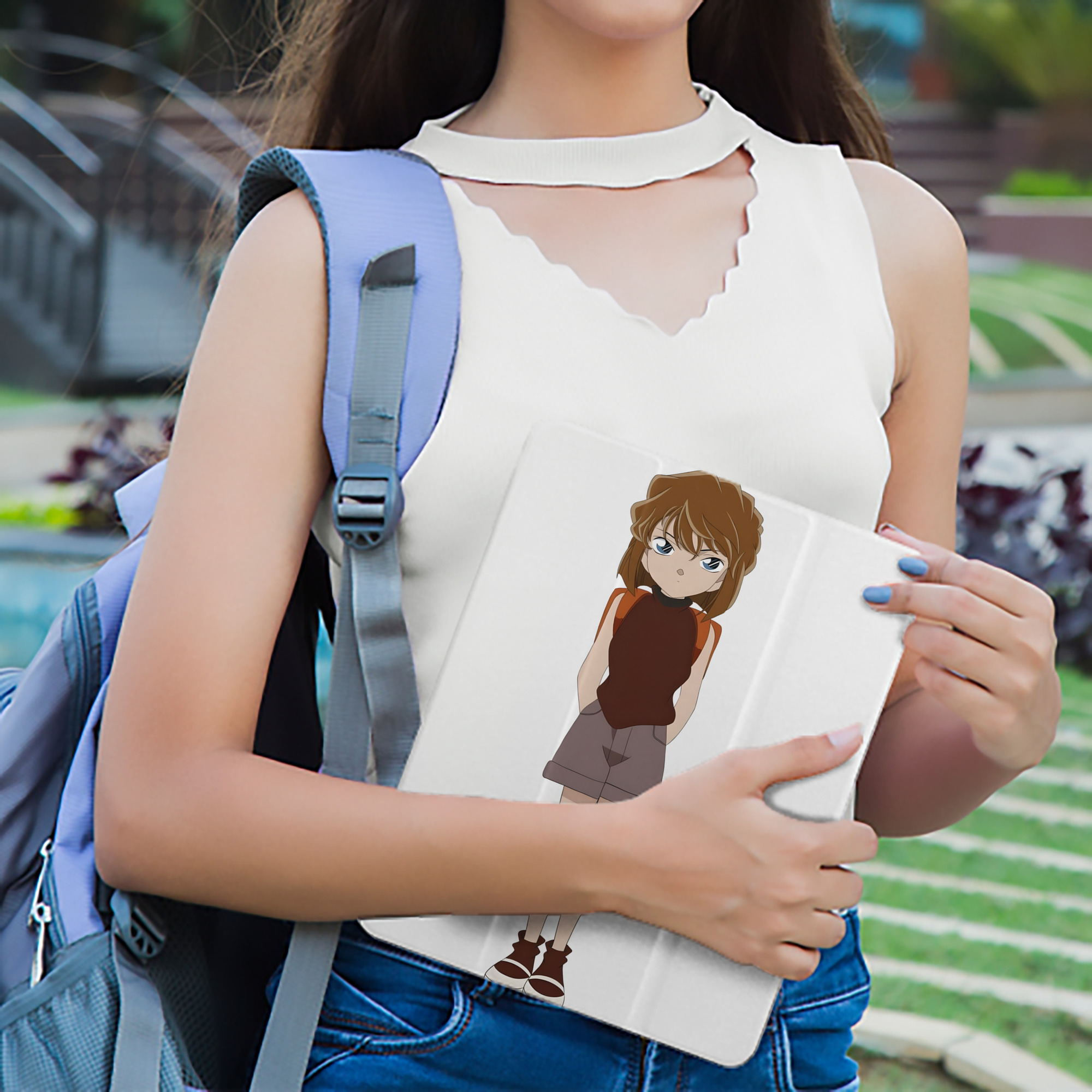 名探偵コナン 灰原 哀 はいばら あい Detective Conan Anita Hailey、Vi Graythorn Haibara Ai IPad ケース ペン収納付き 三つ折りスタンド PUレザー×シリコン 対応機種9.5/10.5/10.9インチ