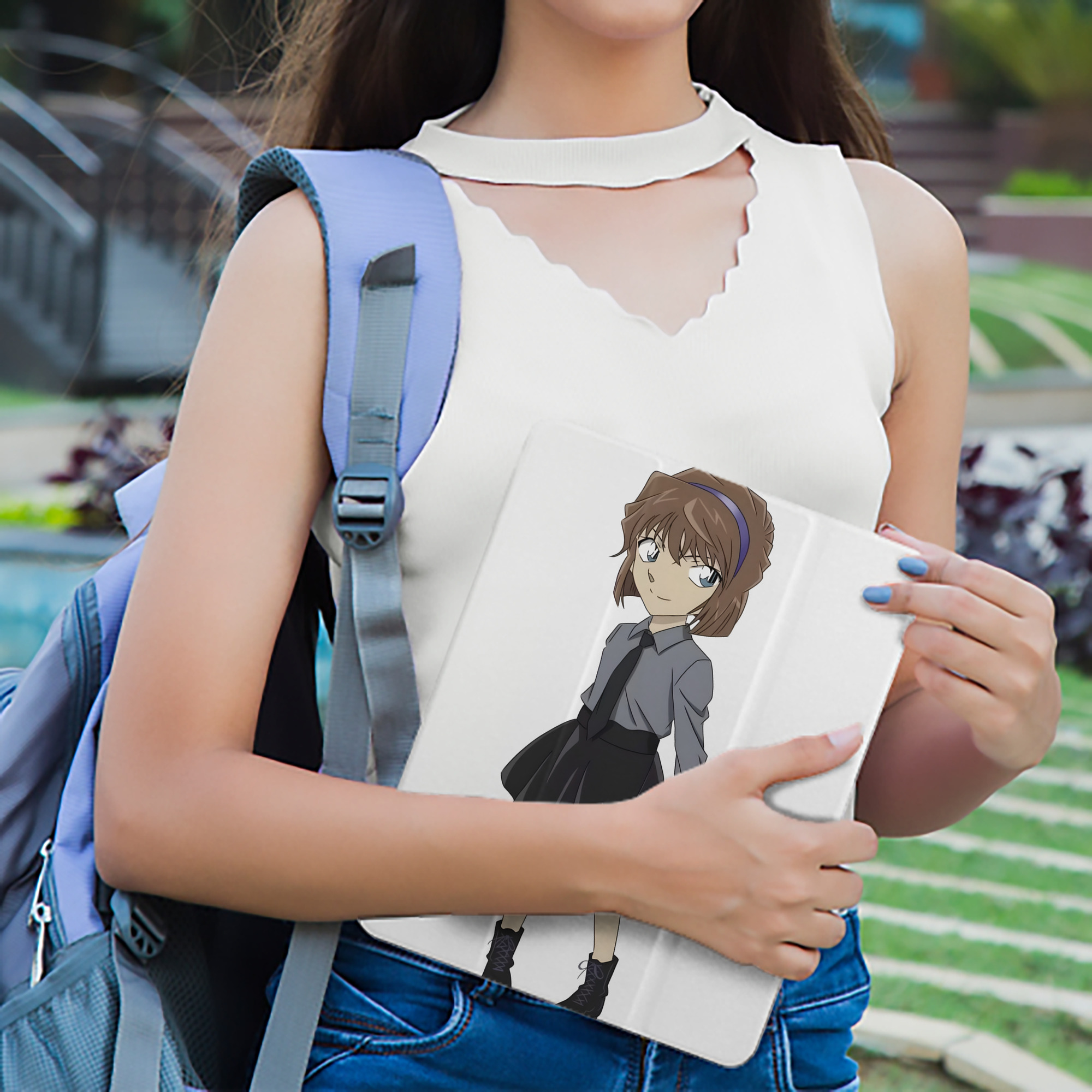 名探偵コナン 灰原 哀 はいばら あい Detective Conan Anita Hailey、Vi Graythorn Haibara Ai IPad ケース ペン収納付き 三つ折りスタンド PUレザー×シリコン 対応機種9.5/10.5/10.9インチ