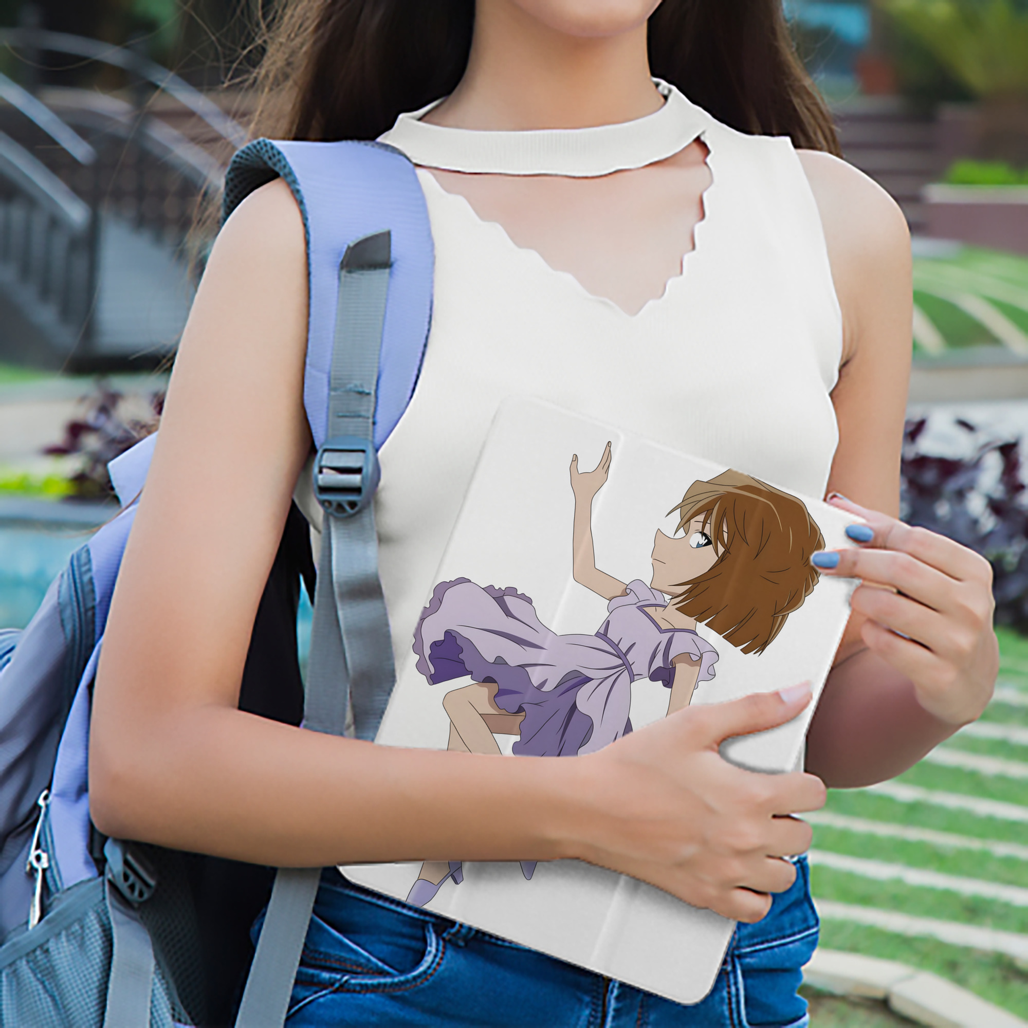 名探偵コナン 灰原 哀 はいばら あい Detective Conan Anita Hailey、Vi Graythorn Haibara Ai IPad ケース ペン収納付き 三つ折りスタンド PUレザー×シリコン 対応機種9.5/10.5/10.9インチ