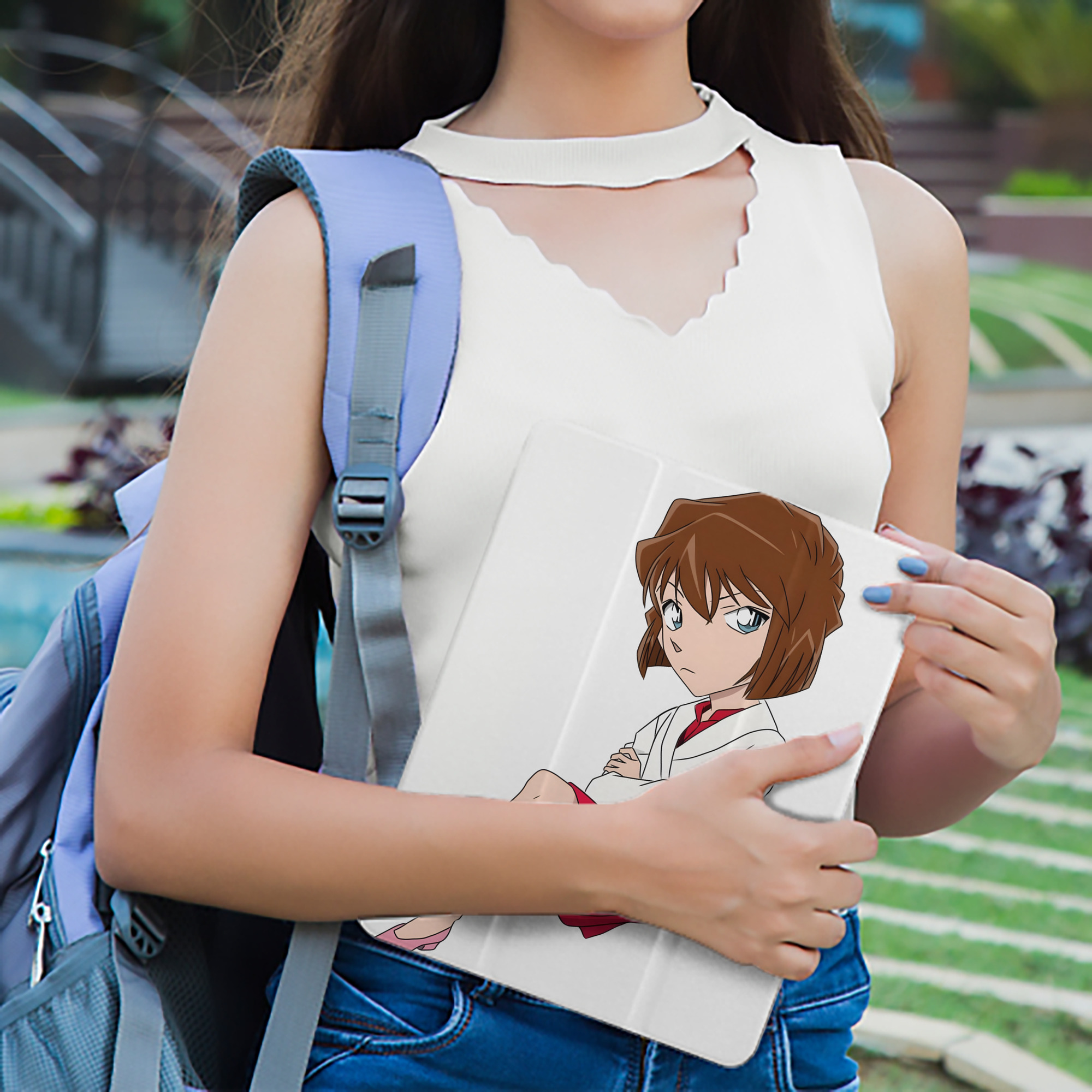 名探偵コナン 灰原 哀 はいばら あい Detective Conan Anita Hailey、Vi Graythorn Haibara Ai IPad ケース ペン収納付き 三つ折りスタンド PUレザー×シリコン 対応機種9.5/10.5/10.9インチ