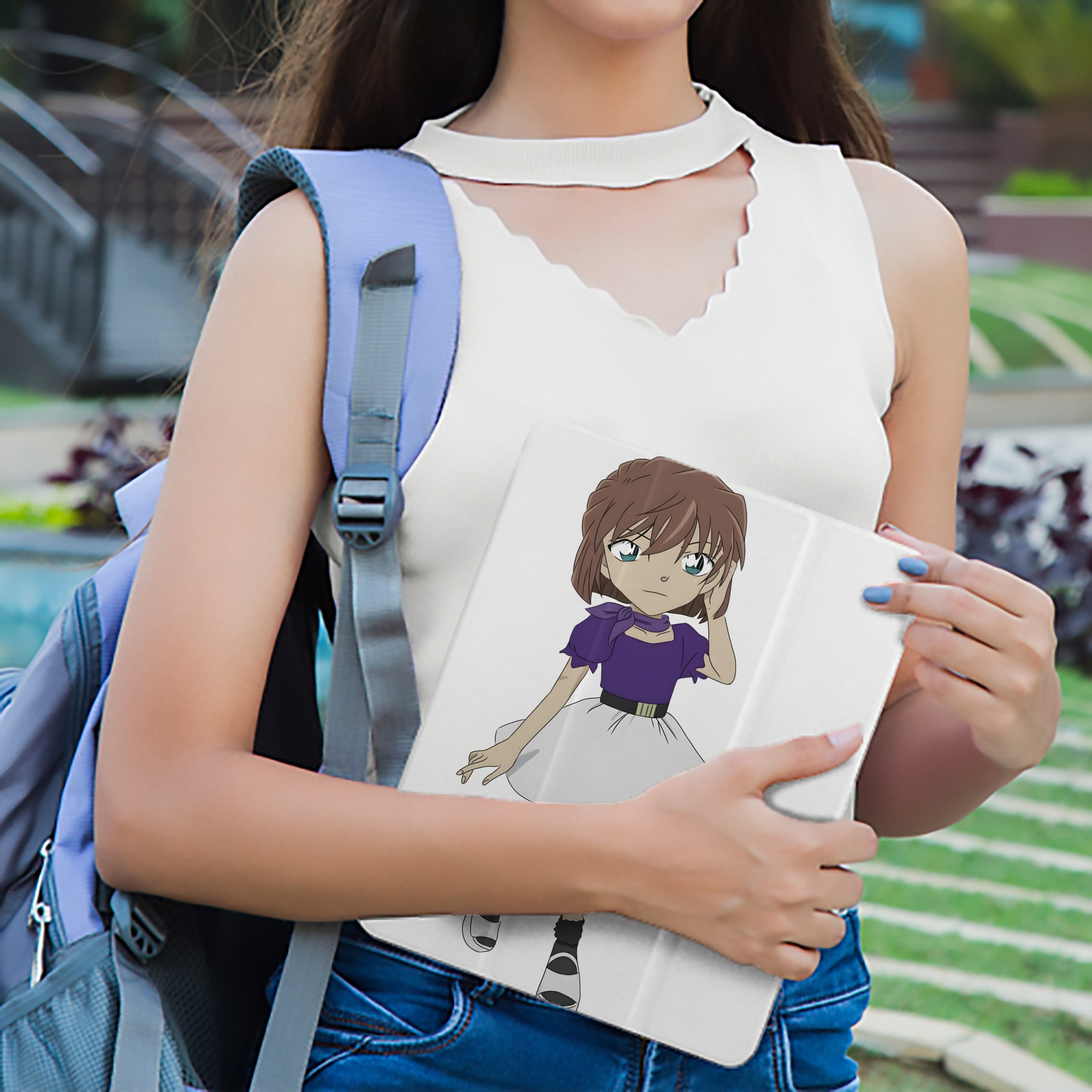 名探偵コナン 灰原 哀 はいばら あい Detective Conan Anita Hailey、Vi Graythorn Haibara Ai IPad ケース ペン収納付き 三つ折りスタンド PUレザー×シリコン 対応機種9.5/10.5/10.9インチ