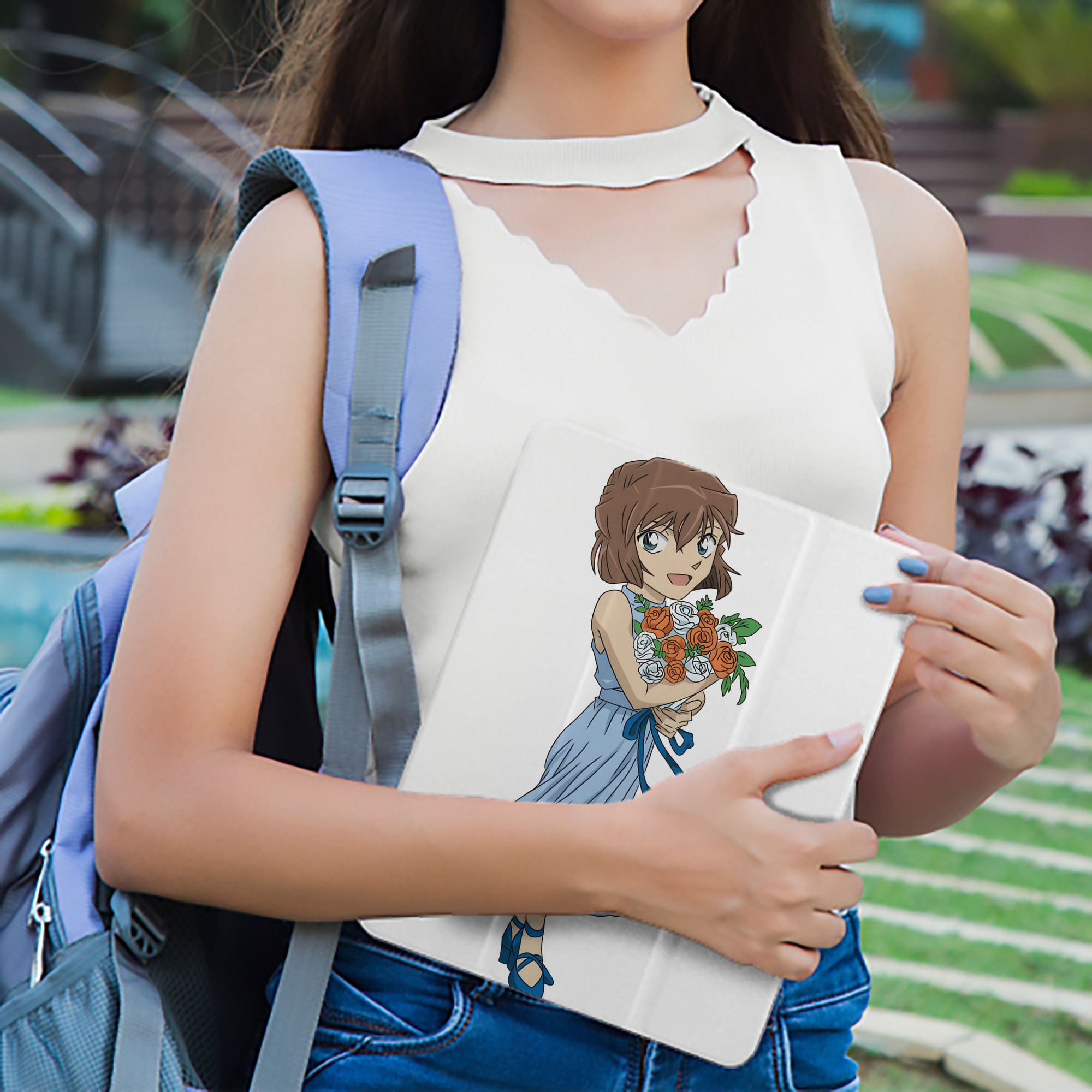 名探偵コナン 灰原 哀 はいばら あい Detective Conan Anita Hailey、Vi Graythorn Haibara Ai IPad ケース ペン収納付き 三つ折りスタンド PUレザー×シリコン 対応機種9.5/10.5/10.9インチ