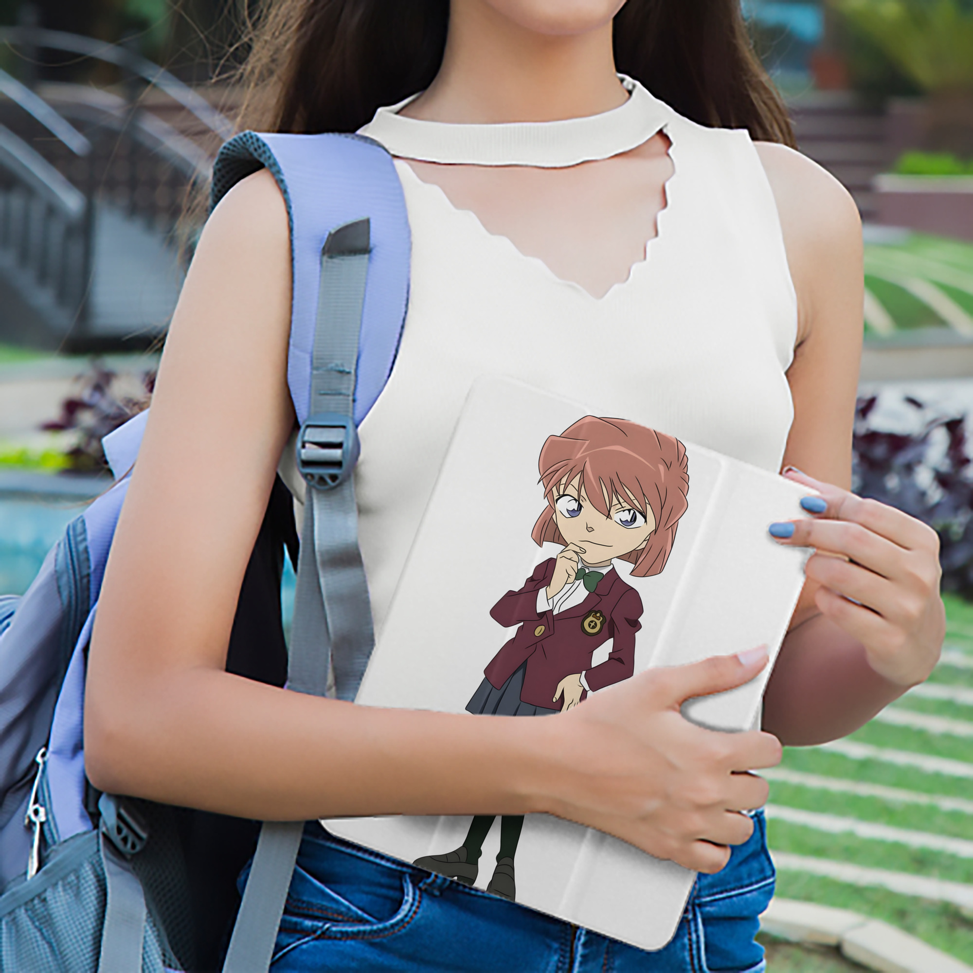 名探偵コナン 灰原 哀 はいばら あい Detective Conan Anita Hailey、Vi Graythorn Haibara Ai IPad ケース ペン収納付き 三つ折りスタンド PUレザー×シリコン 対応機種9.5/10.5/10.9インチ
