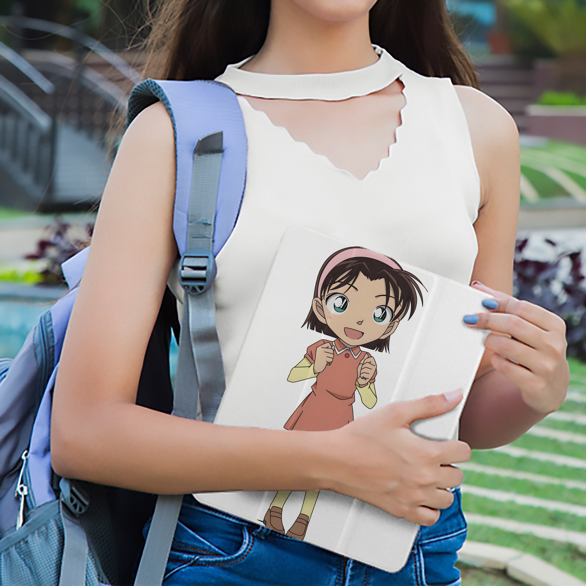 名探偵コナン 吉田 歩美 よしだ あゆみ Detective Conan my Yeager IPad ケース ペン収納付き 三つ折りスタンド PUレザー×シリコン 対応機種9.5/10.5/10.9インチ
