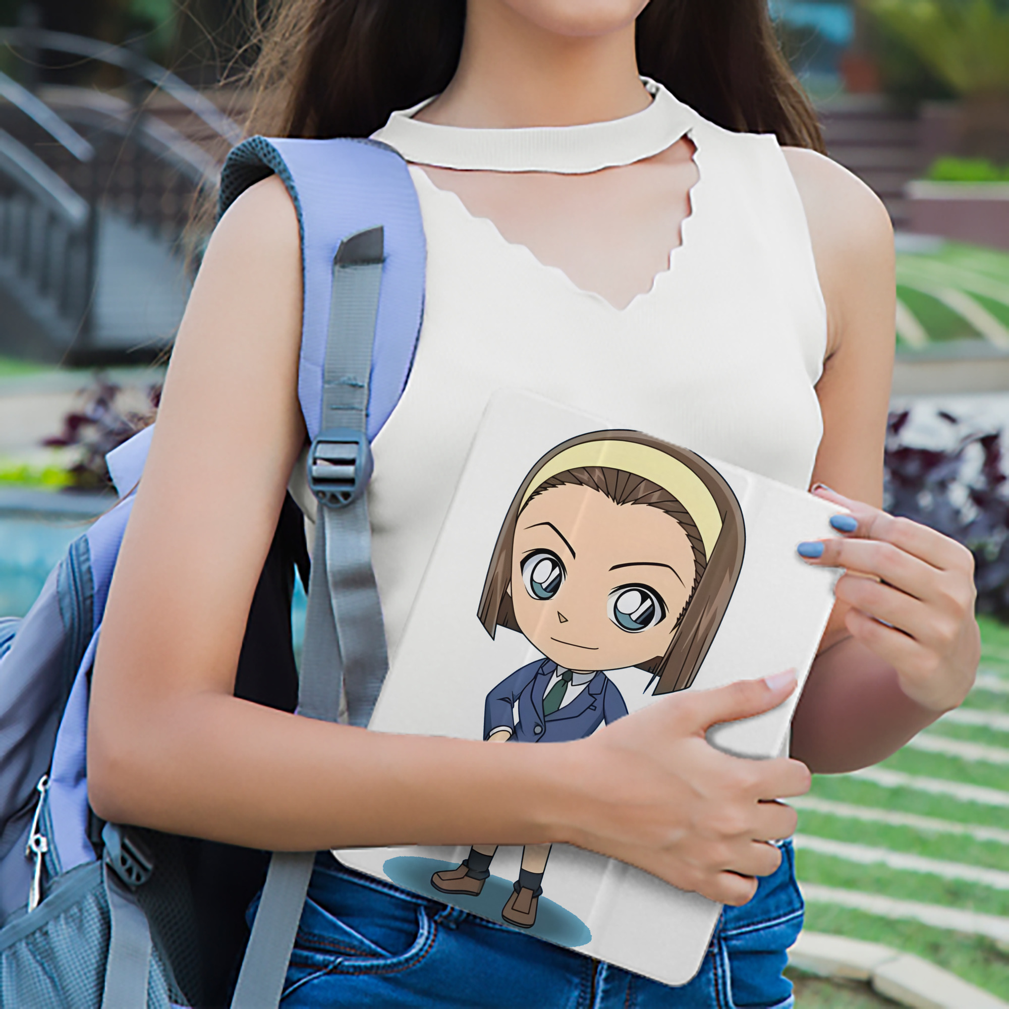 名探偵コナン 吉田 歩美 よしだ あゆみ Detective Conan my Yeager IPad ケース ペン収納付き 三つ折りスタンド PUレザー×シリコン 対応機種9.5/10.5/10.9インチ