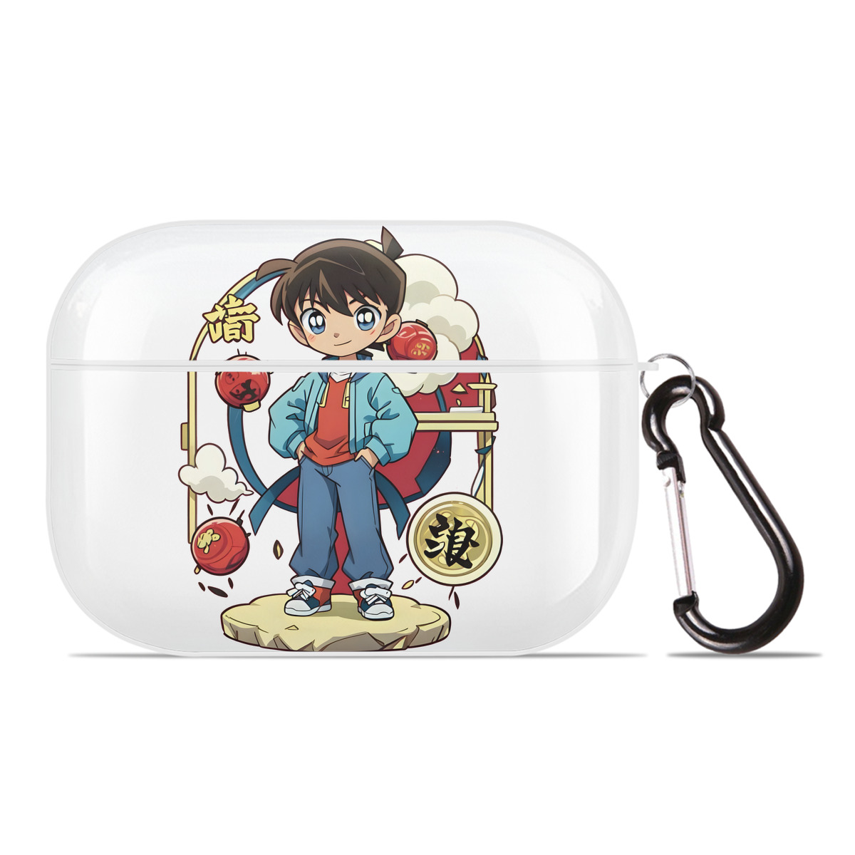 （画像用） 名探偵コナン 江戸川 コナン Detective Conan Conan Edogawa 【AirPods Pro用】ハードシェル保護ケース 耐衝撃・防指紋・カラビナ付き商品仕様